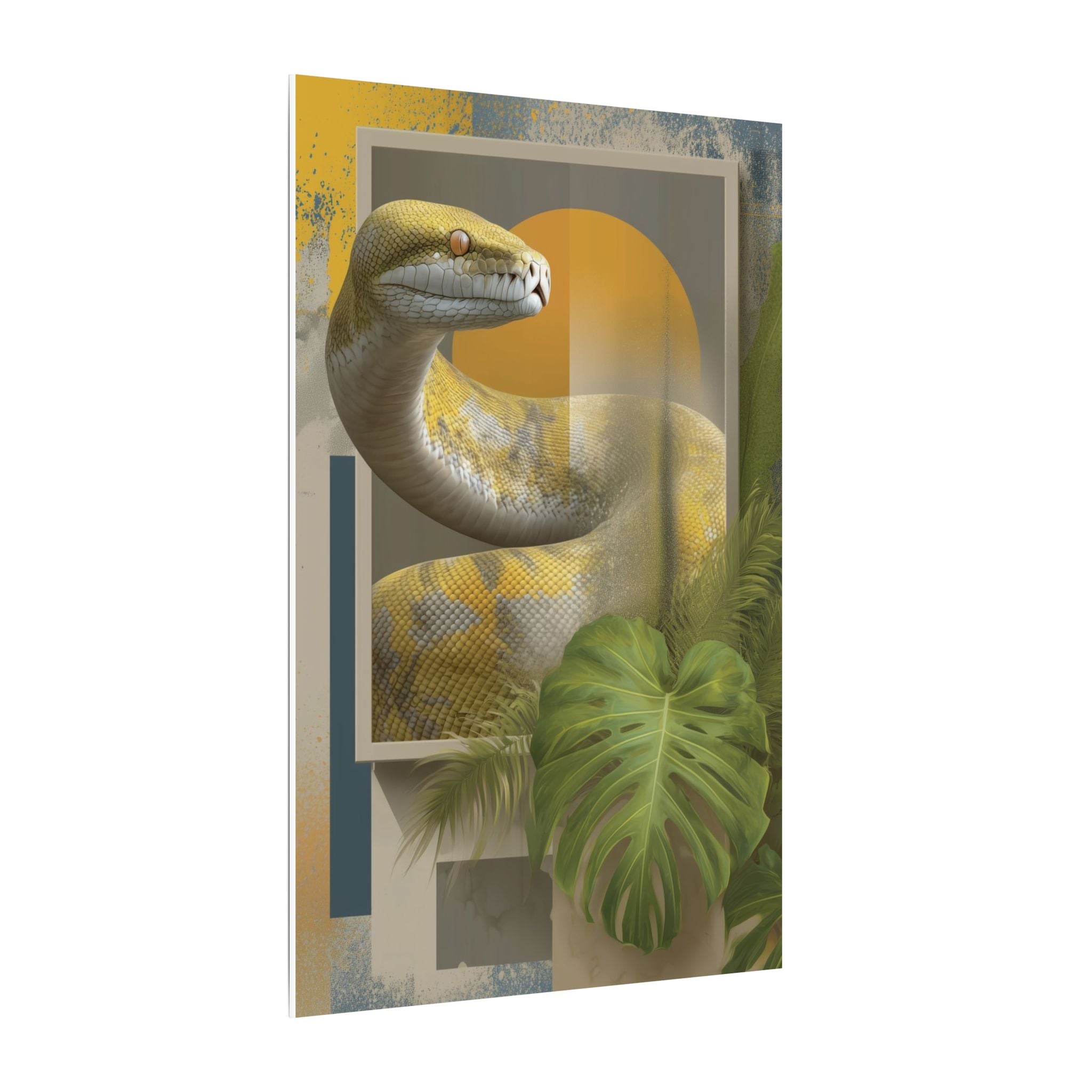 Serpent's Geometric Symphony: Tropical Python Illustration, Modern Graphic Design   |    Custom Orders Available