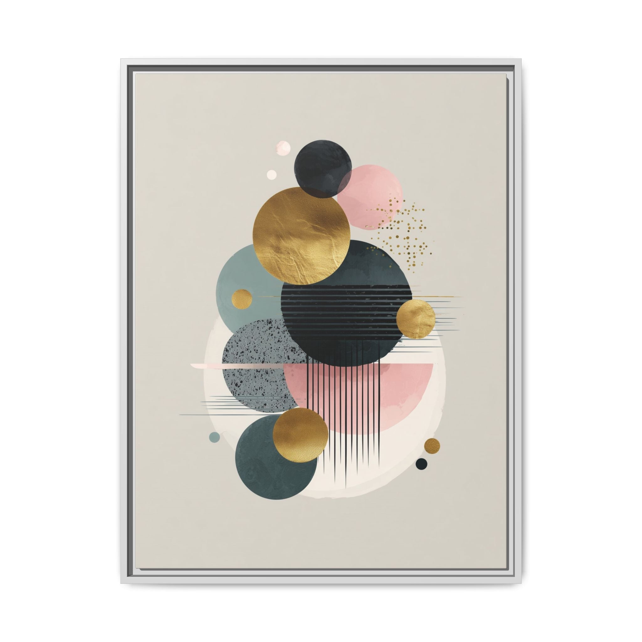Geometric Harmony: Intersecting Circles, Mid-Century Modern Design, Abstract Metallic Composition   |   Custom Orders Accepted