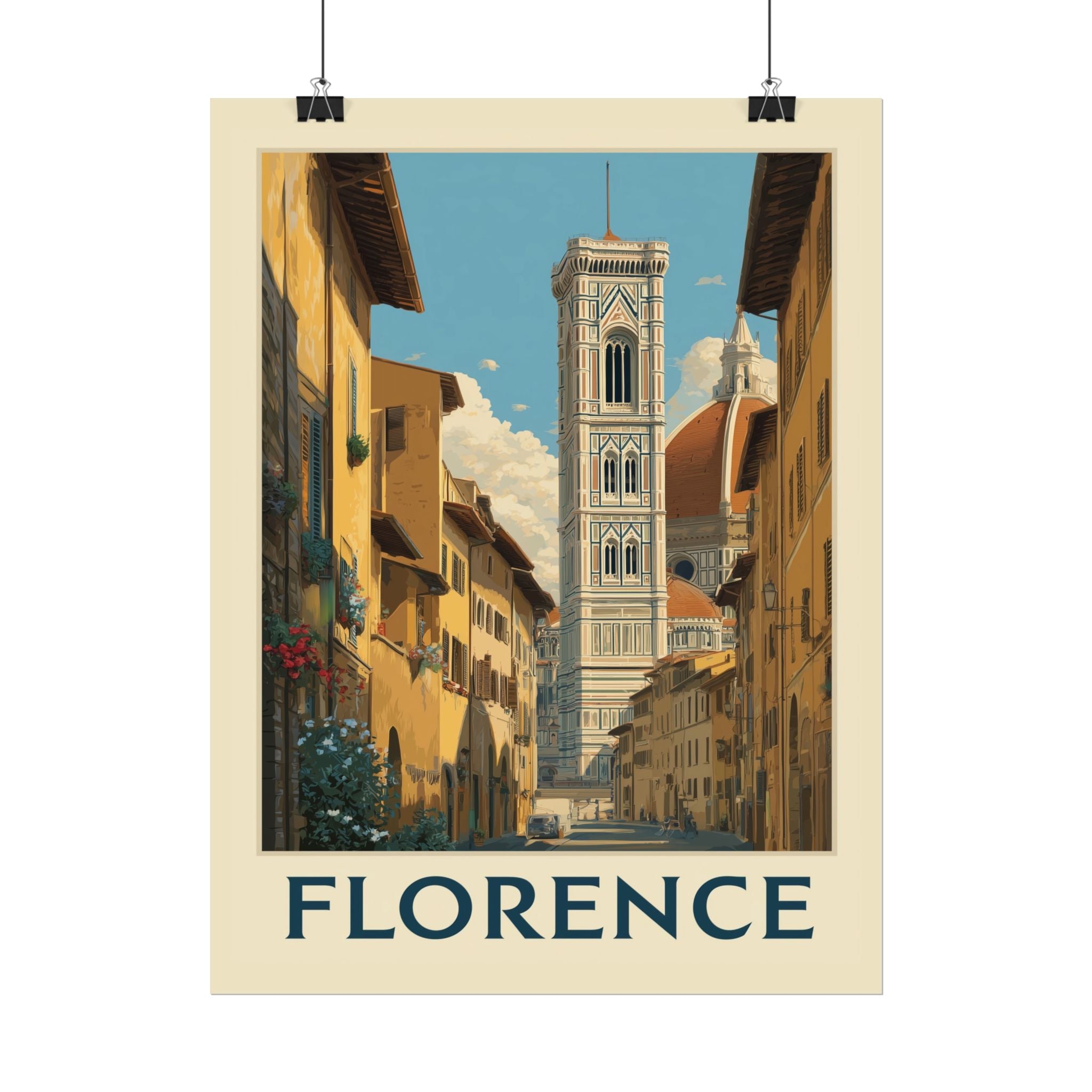 Florentine Reverie: Vintage Travel Poster of Italy, Renaissance Cityscape   |    Custom Orders Available