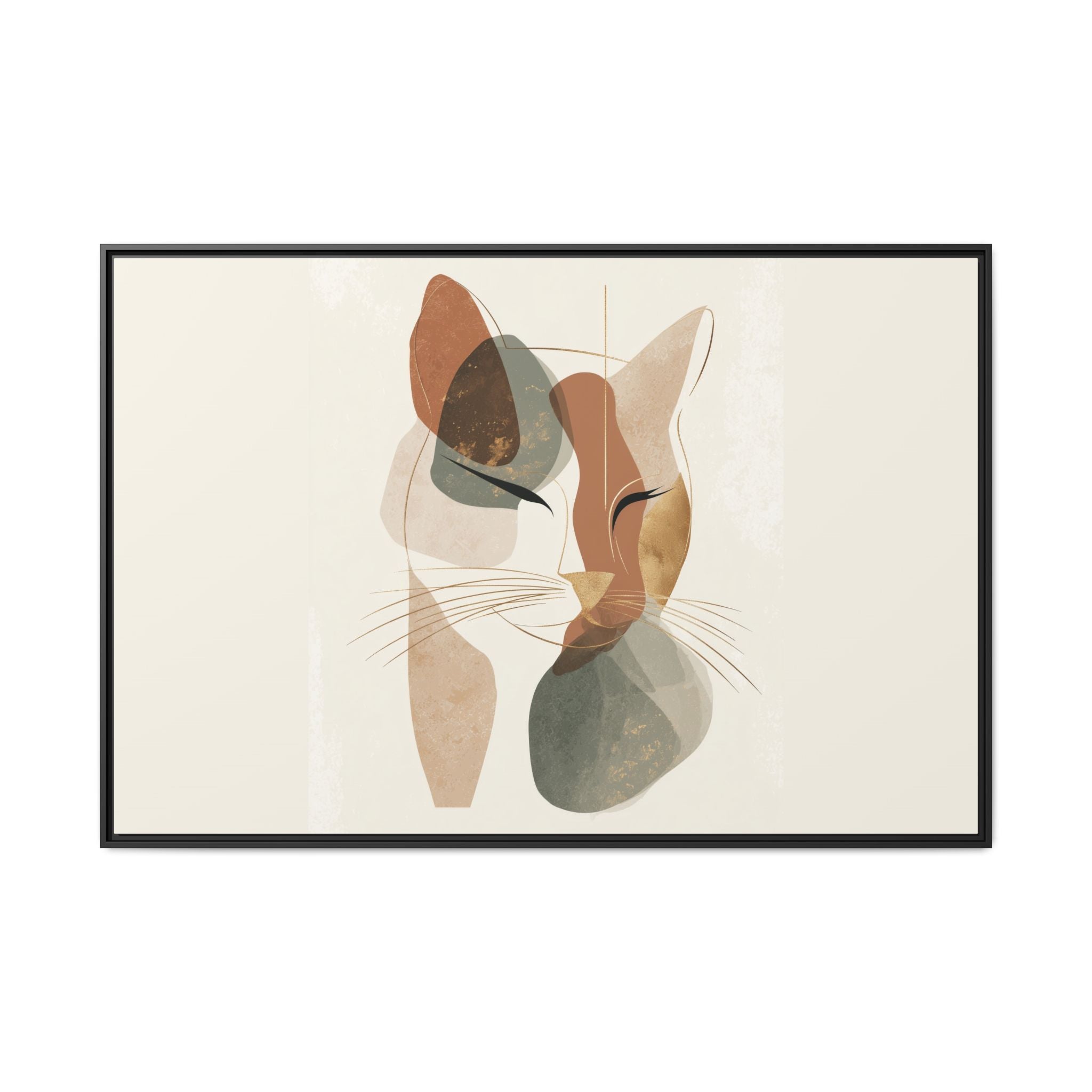 Feline Geometry: Abstract Cat Portrait, Minimalist Earth Tones   |  Personalized & Custom Orders Available