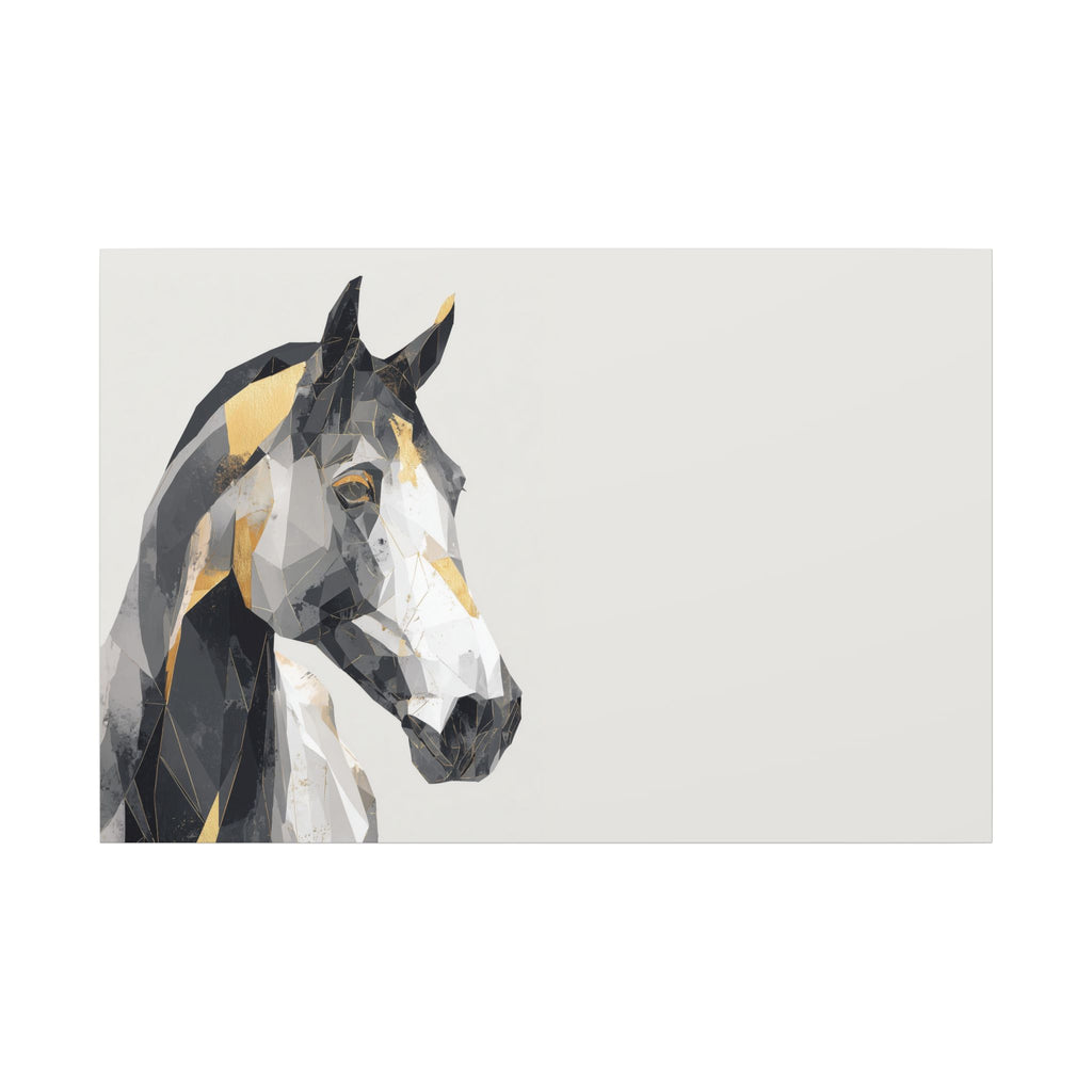 Geometric Equine Elegance: Polygonal Horse Portrait, Modern Digital Art, Metallic Cubist Interpretation   |  Personalized & Custom Orders