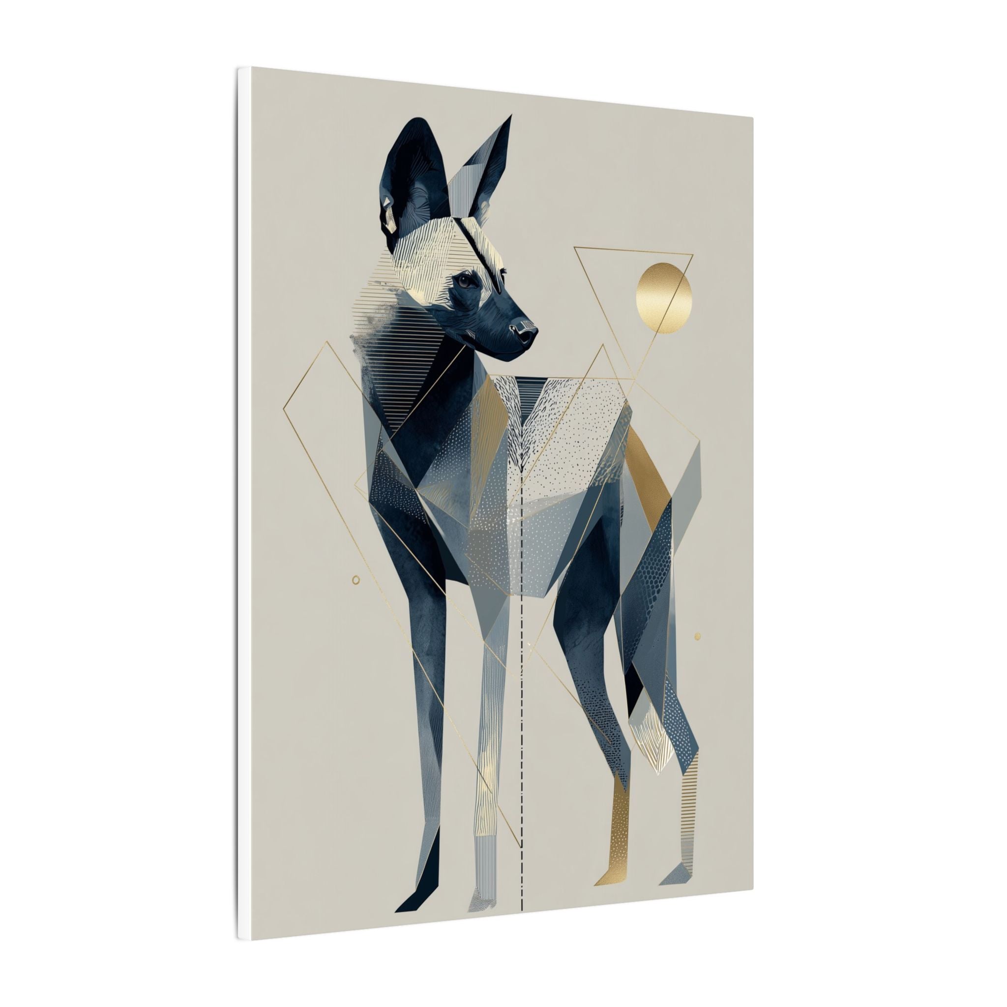 Geometric Canine: Abstract Dog Portrait, Modern Graphic Design, Metallic Blue Composition   |  Personalized & Custom Orders Available