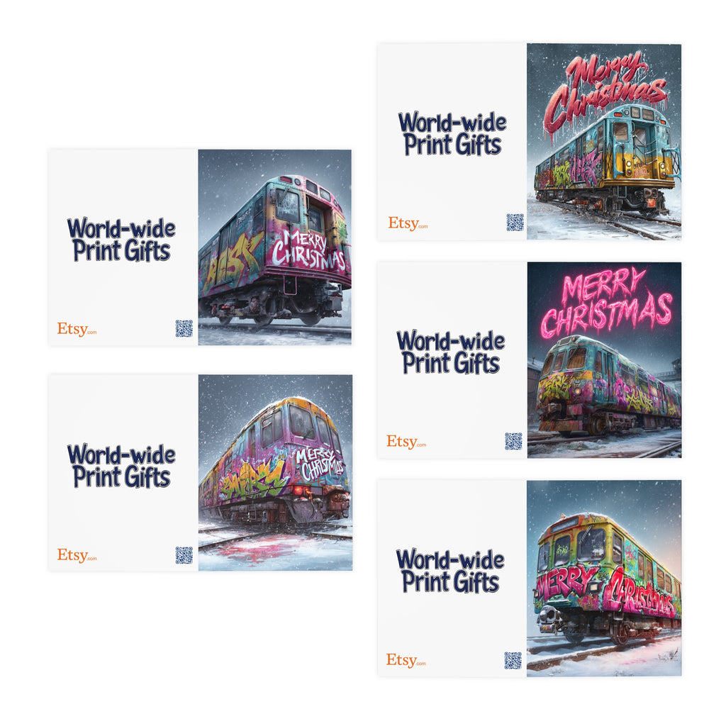 Christmas Graffiti Train Greeting Cards (5-Pack)