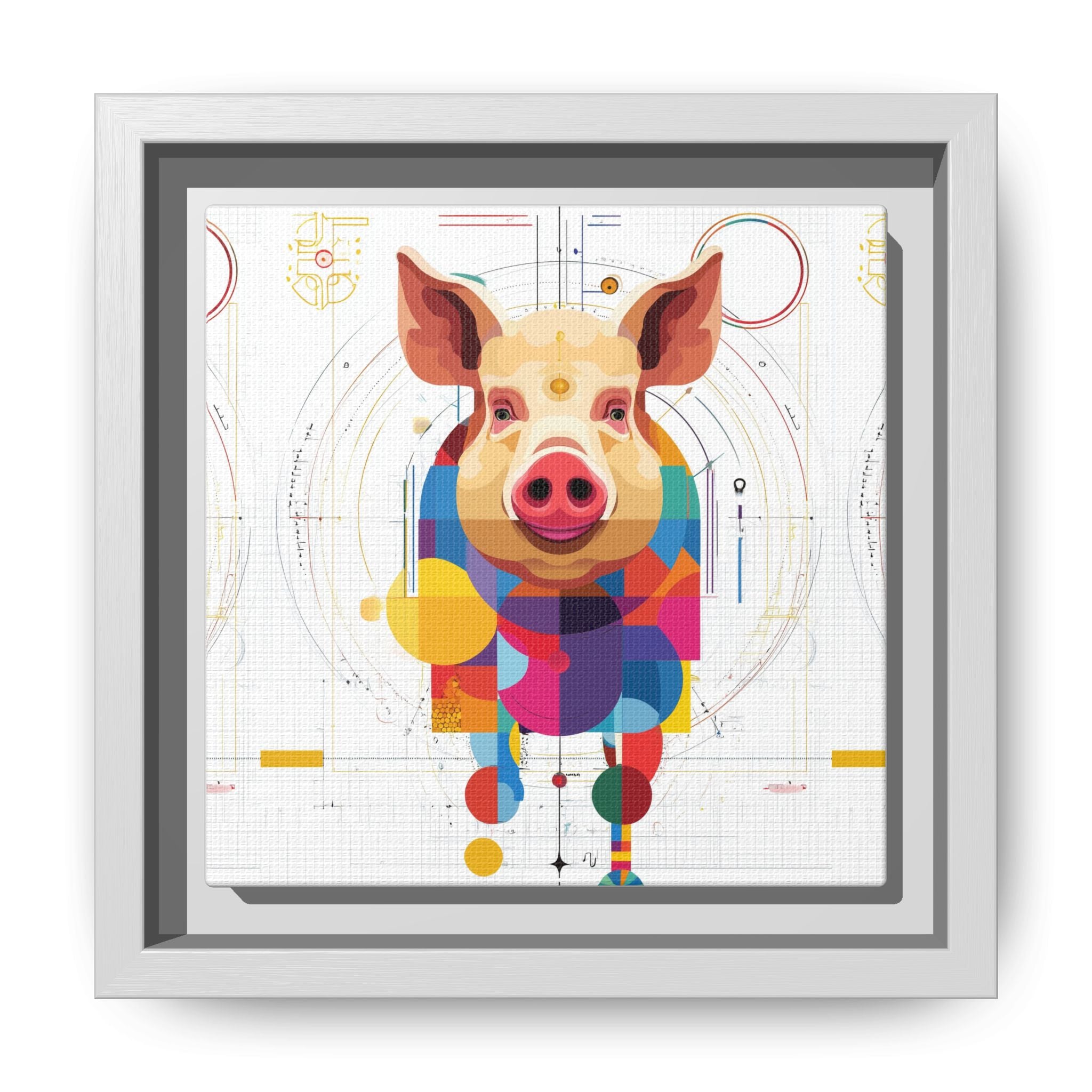 Geometric Pig: Digital Cubist Portrait, Mathematical Animal Abstraction   |    Custom Orders Available