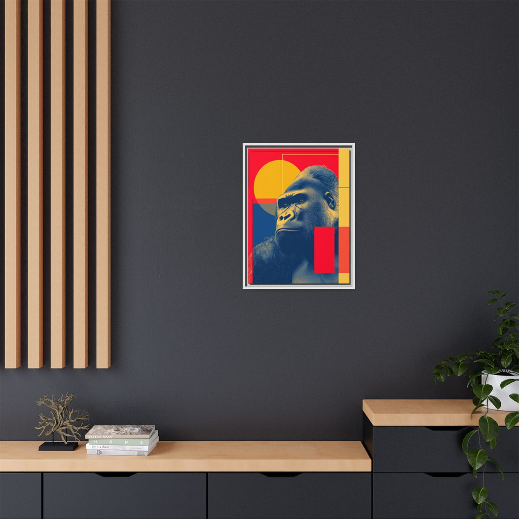 Primal Geometry: Gorilla Portrait in Blue and Yellow, Pop Art Graphic Design   |  Personalized & Custom Orders Available