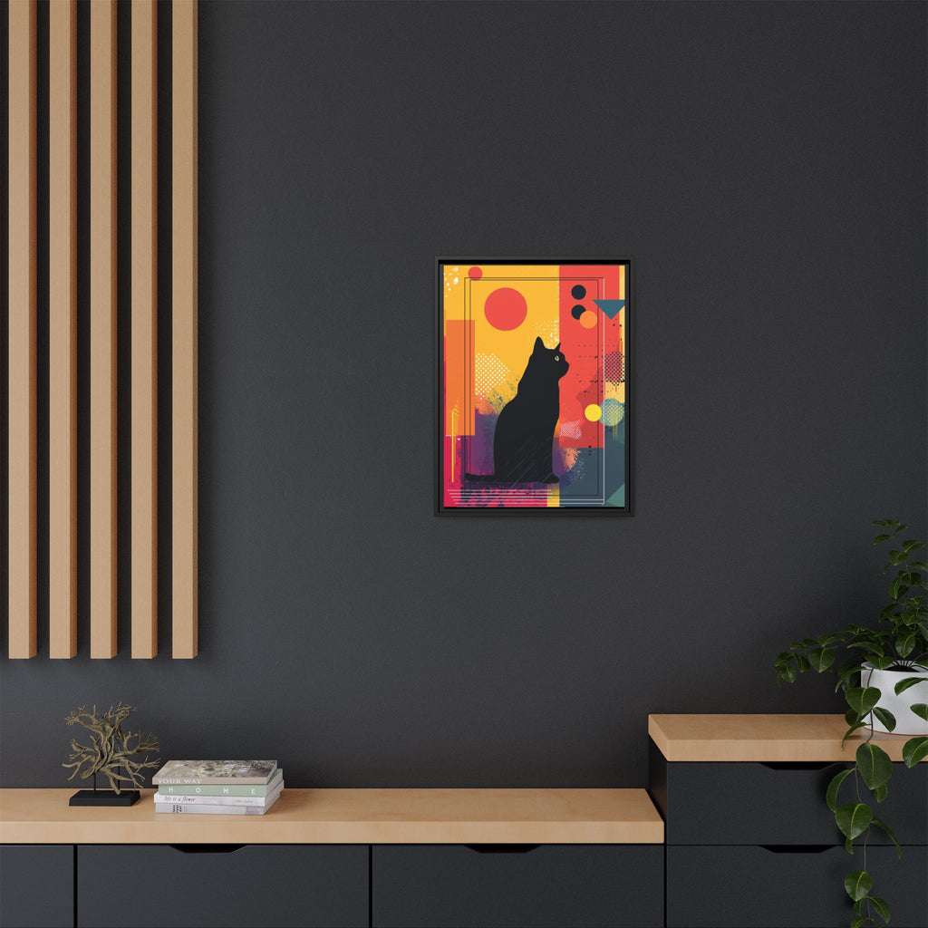 Feline Geometry Framed Print: Abstract Cat Silhouette, Retro Digital Design   |  Personalized & Custom Orders Available