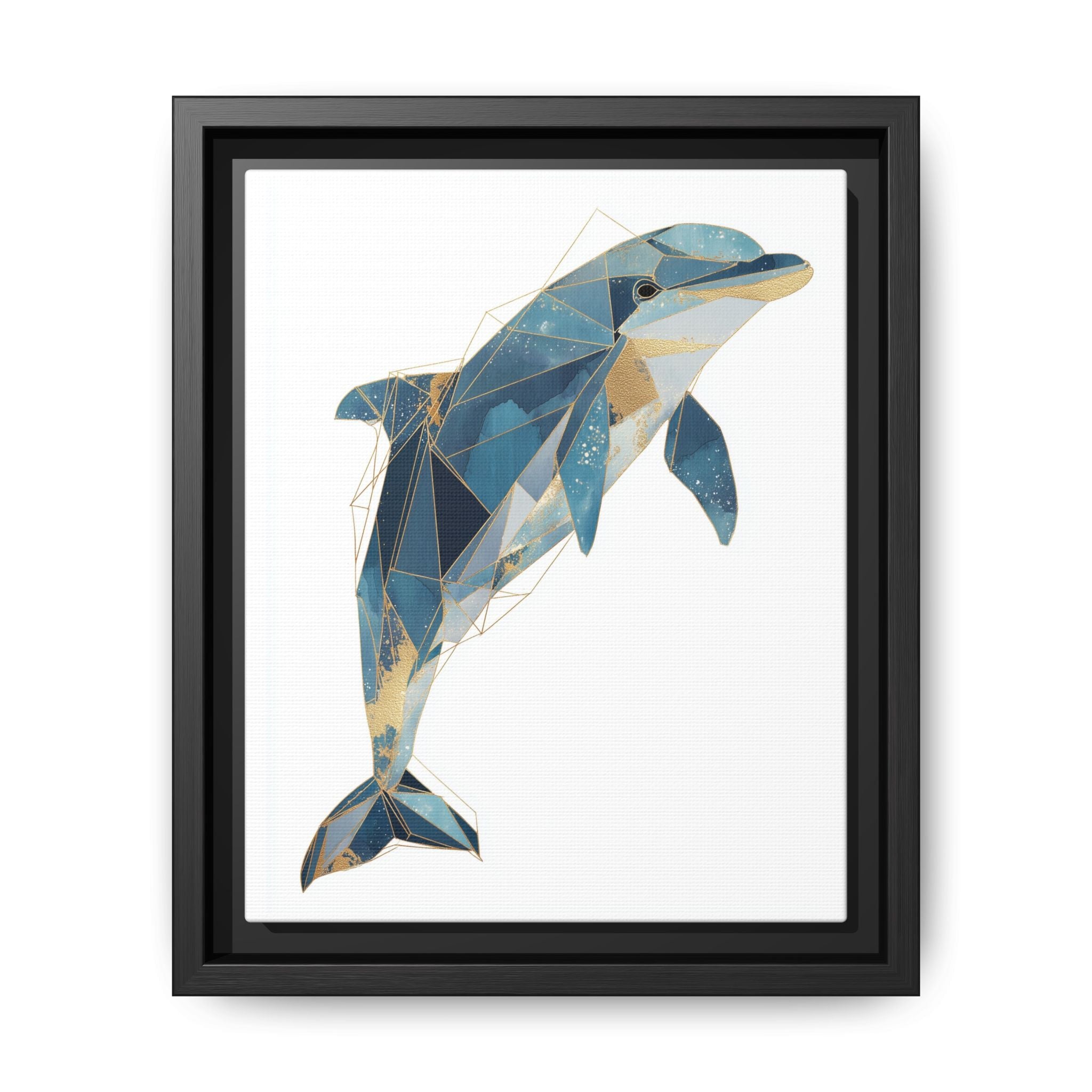 Crystalline Dolphin Framed Print : Geometric Marine Mosaic, Fractalized Blue Abstract   |  Personalized & Custom Orders Available