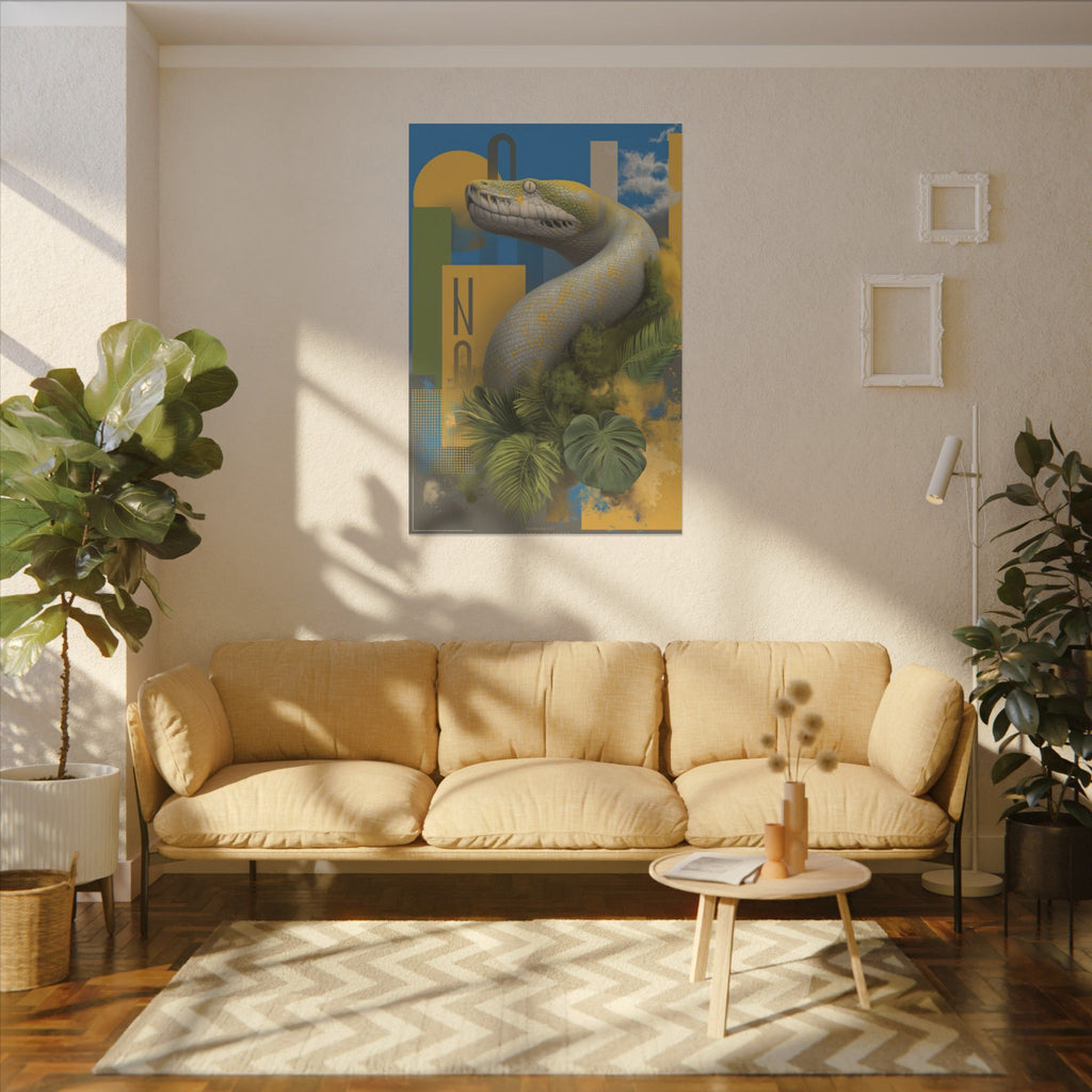 Serpent Sovereignty: Digital Wildlife Illustration, Geometric Botanical Landscape   |    Custom Orders Available