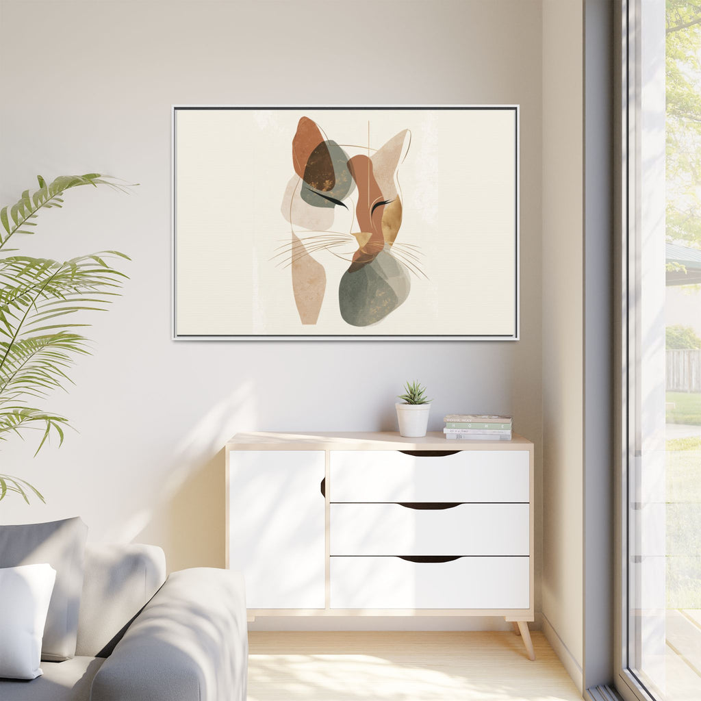 Feline Geometry: Abstract Cat Portrait, Minimalist Earth Tones   |  Personalized & Custom Orders Available