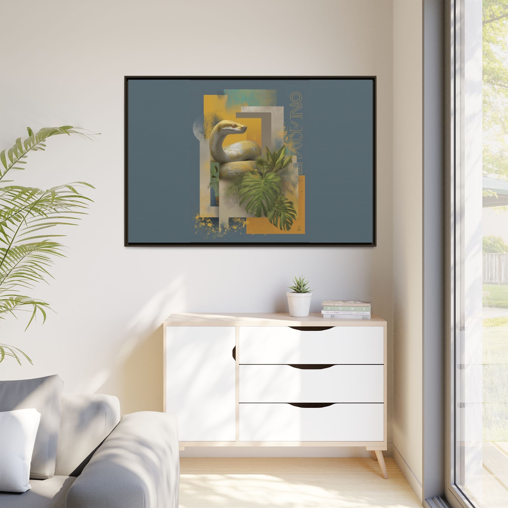 Serpent in Geometry: Tropical Albino Snake Portrait, Modern Botanical Illustration   |    Custom Orders Available