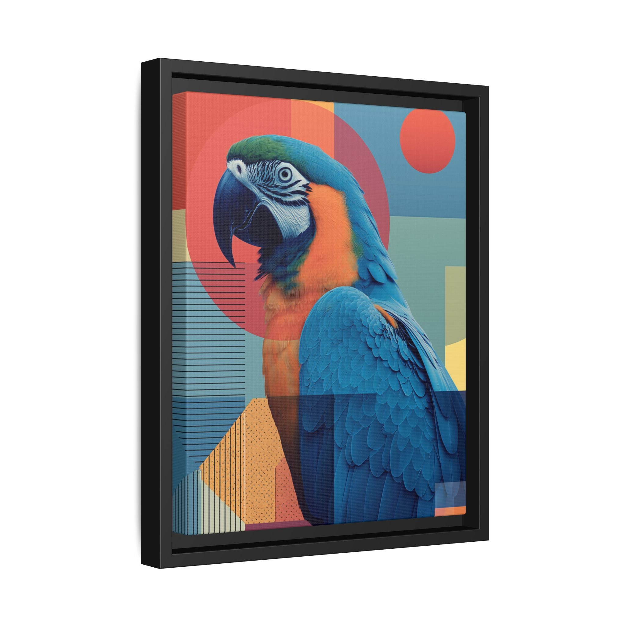Macaw Geometric Framed Print : Mid-Century Modern Bird Art, Tropical Parrot Print   |  Personalized & Custom Orders Available