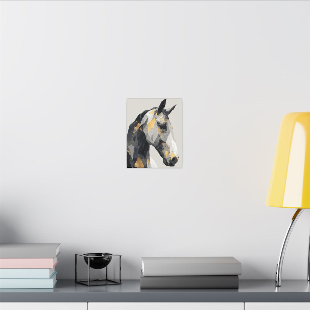 Fractal Equine: Geometric Horse Design, Cubist Digital Art, Black and Gold Abstract Portrait   |  Personalized & Custom Orders Available