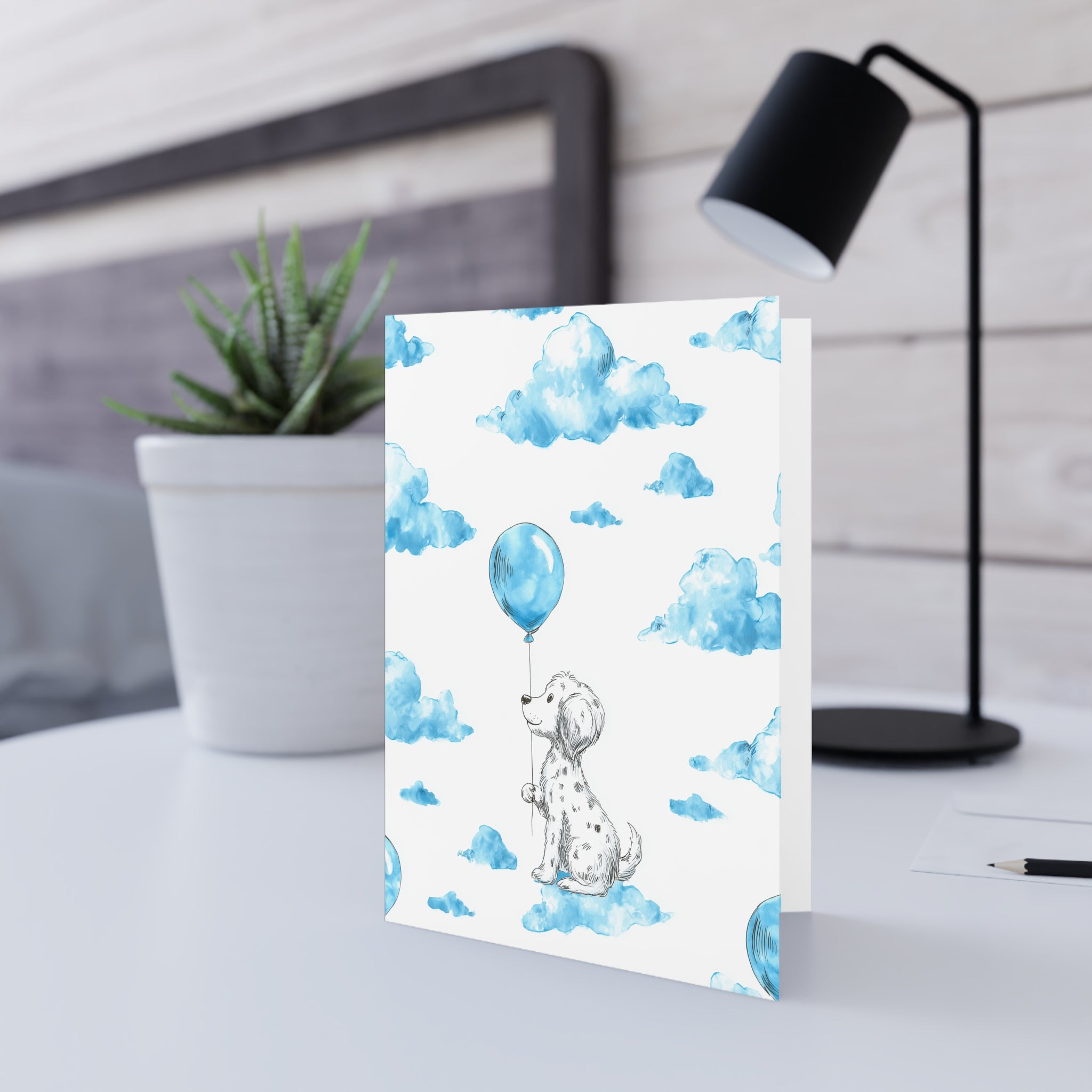 Baby Shower Greeting Cards — Cute Dog Design (Baby Boy)