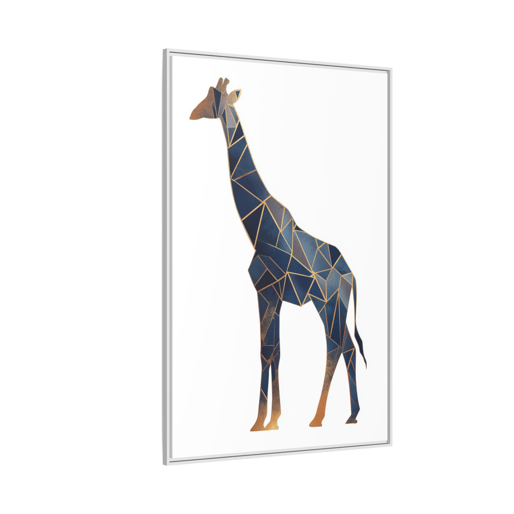Geometric Giraffe Framed Print : Faceted Blue Mosaic, Modern Wildlife Art   |  Personalized & Custom Orders Available