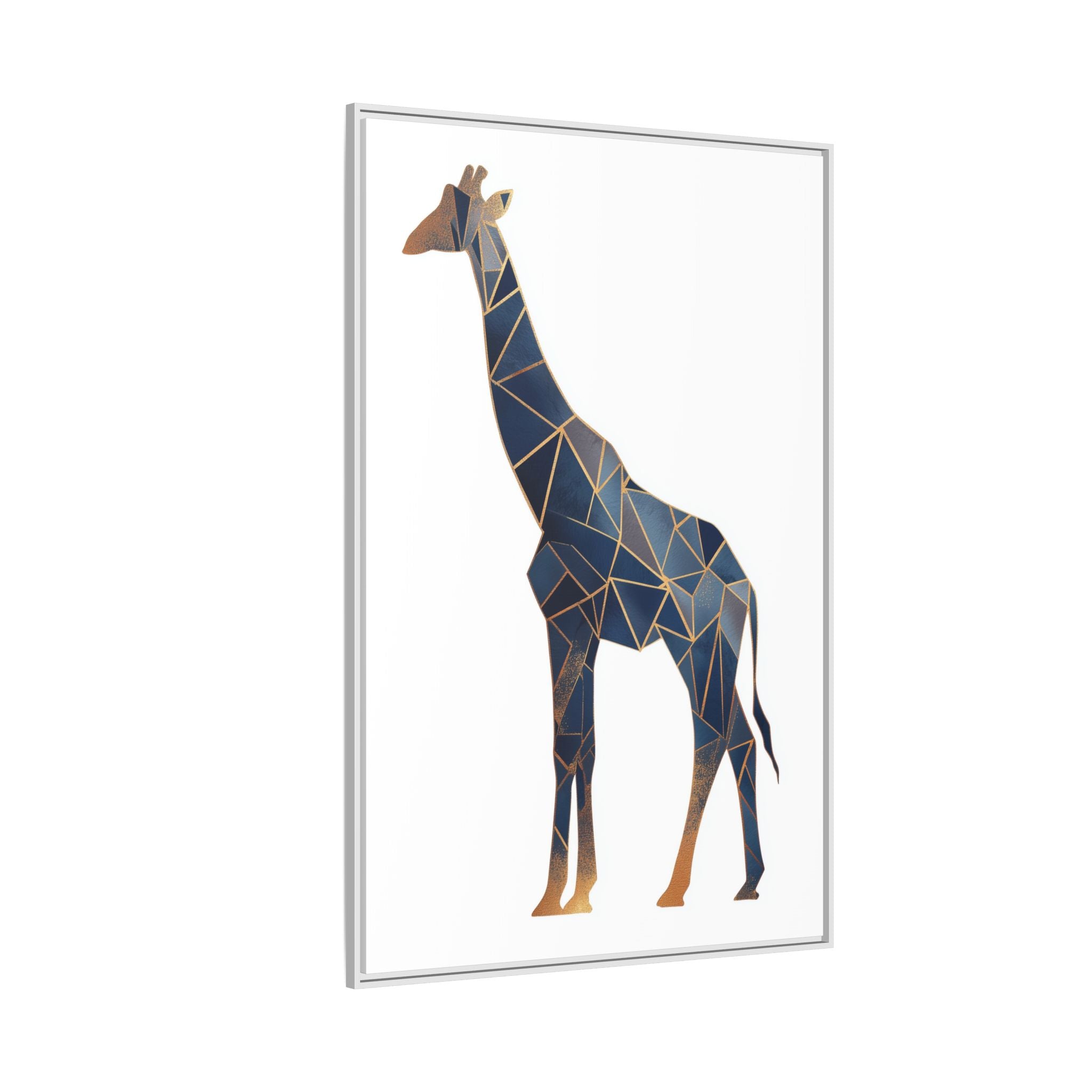 Geometric Giraffe Framed Print : Faceted Blue Mosaic, Modern Wildlife Art   |  Personalized & Custom Orders Available