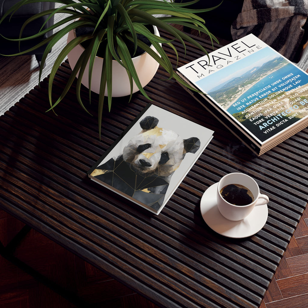 Personalized Journal    |  Crystalline Panda: Geometric Digital Portrait, Abstract Animal Art, Polygonal Fragmentation