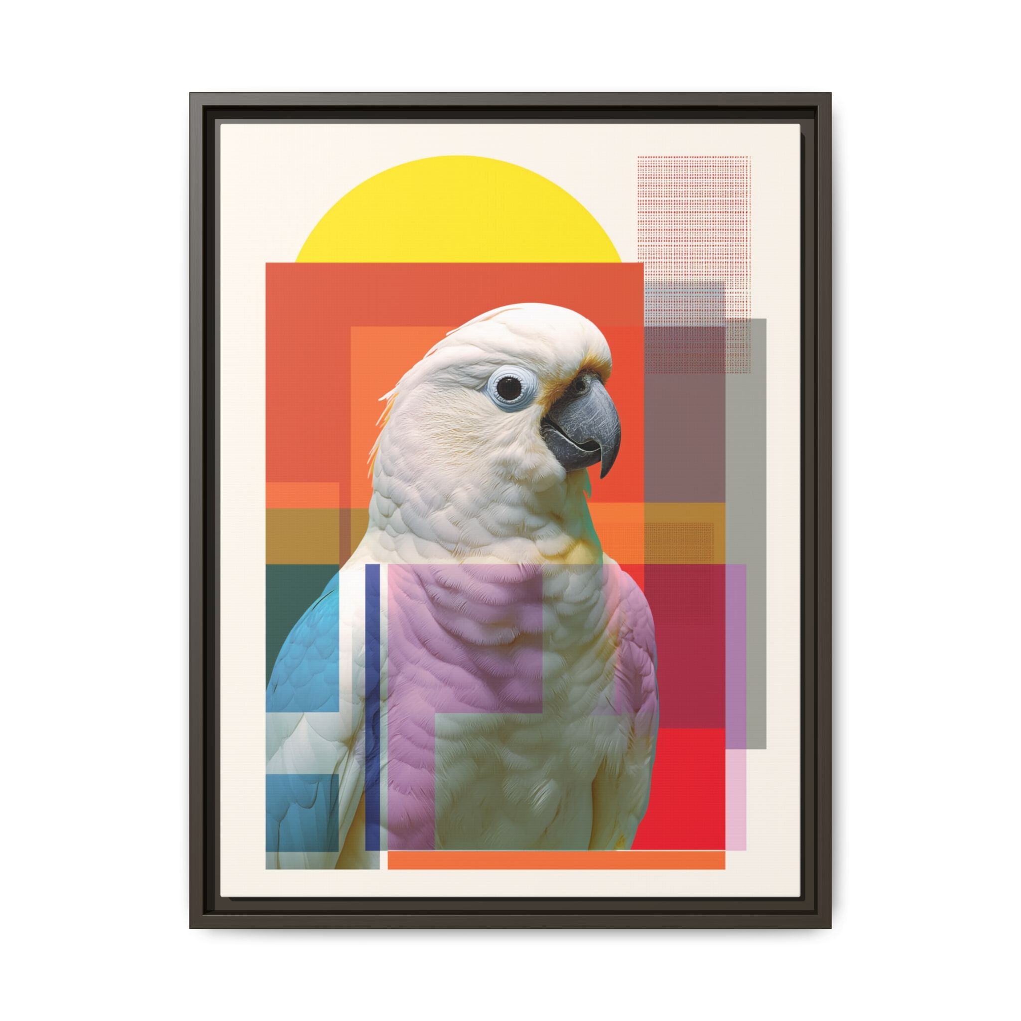 Cockatoo Chromatics Framed Print: Geometric Wildlife Portrait, Contemporary Art Print   |  Personalized & Custom Orders Available