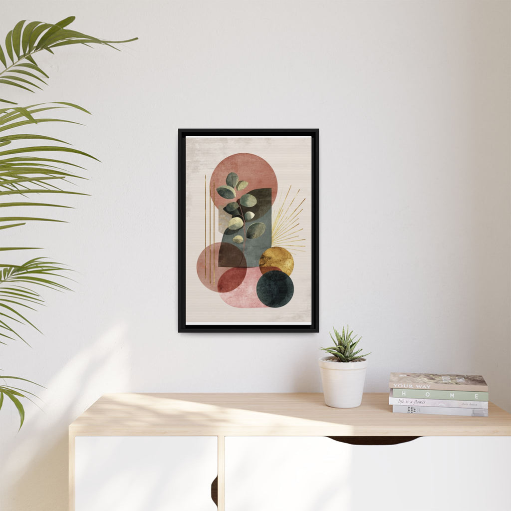 Botanical Geometric Symphony: Eucalyptus Harmony, Metallic Intersections, Modern Earth Tones   |   Custom Orders Accepted