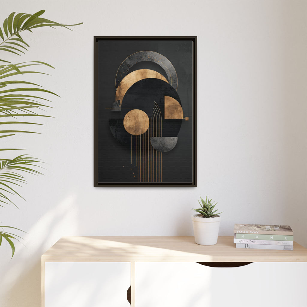 Geometric Resonance: Abstract Gold and Black Design, Minimalist Architectural Art, Modern Metallic Composition   |   Custom Orders Accepted