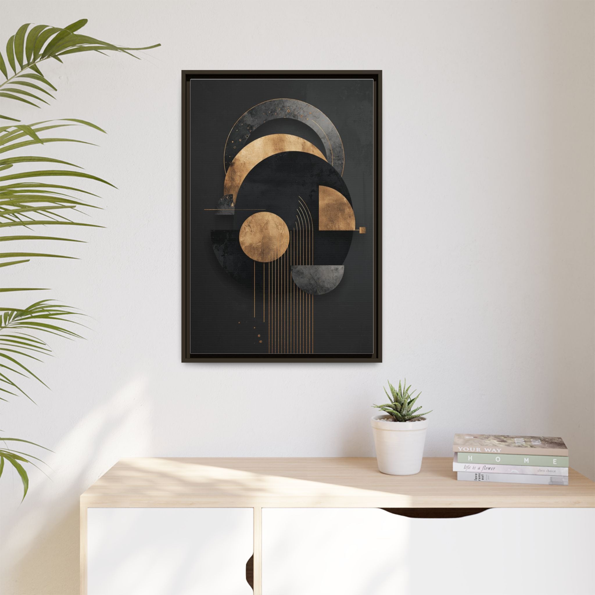 Geometric Resonance: Abstract Gold and Black Design, Minimalist Architectural Art, Modern Metallic Composition   |   Custom Orders Accepted