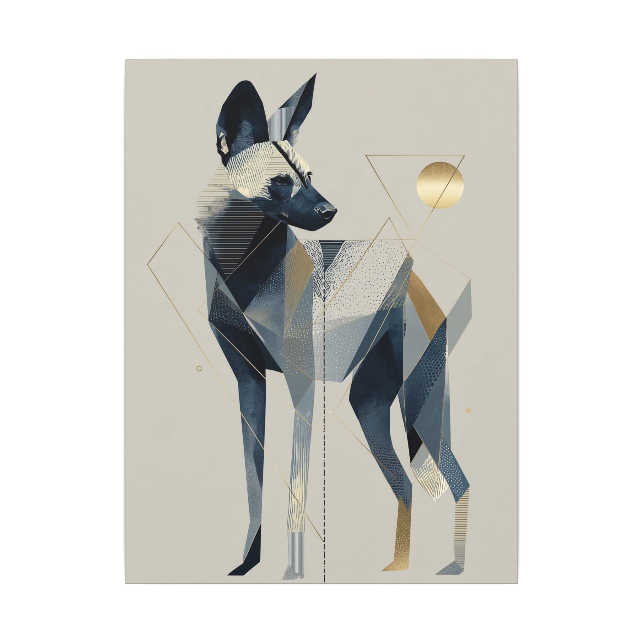 Geometric Canine: Abstract Dog Portrait, Modern Graphic Design, Metallic Blue Composition   |  Personalized & Custom Orders Available