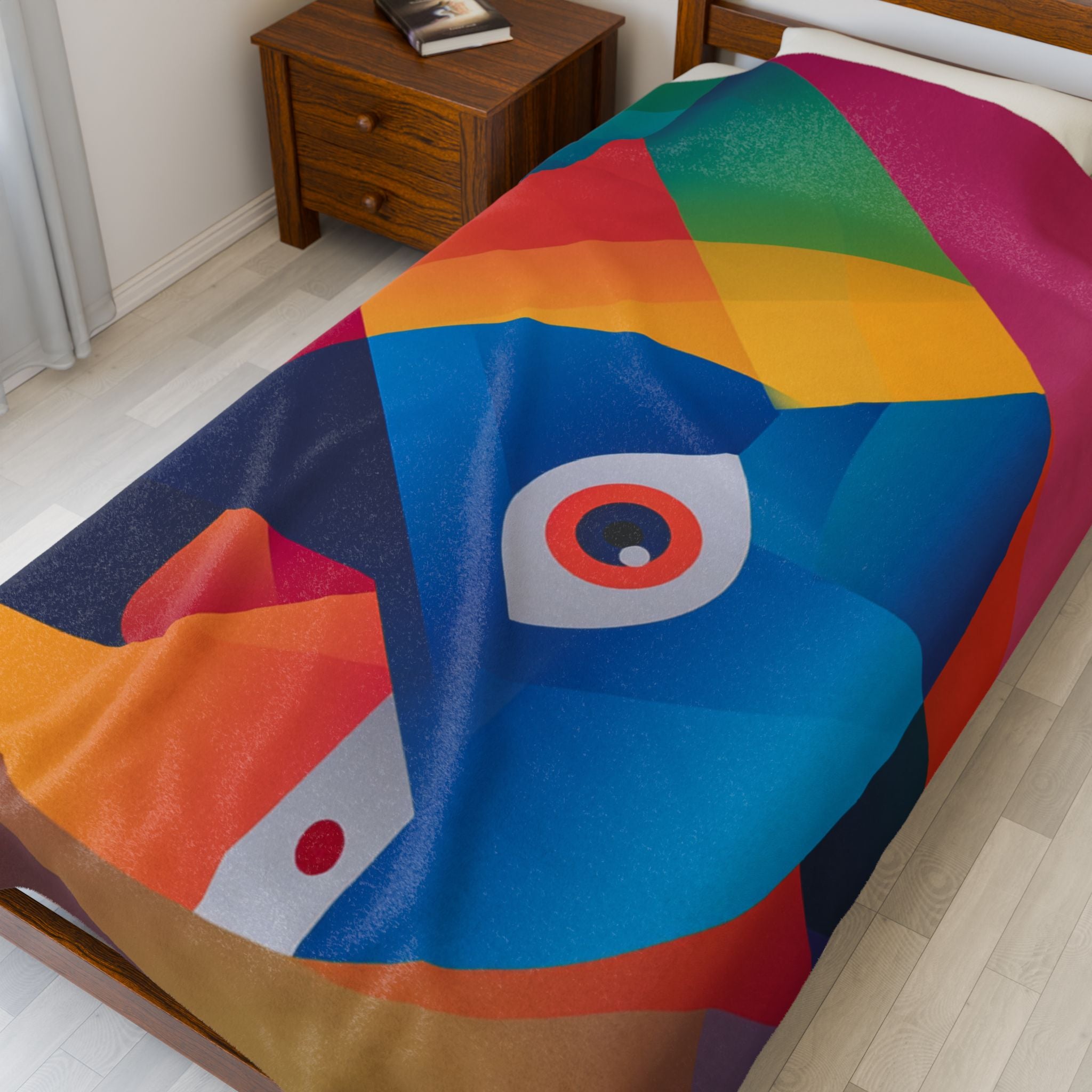 Cubist Parrot Quilt Cover, Doona Cover, Duvet : Geometric Avian Abstraction, Prismatic Color Palette   |    Custom Orders Available