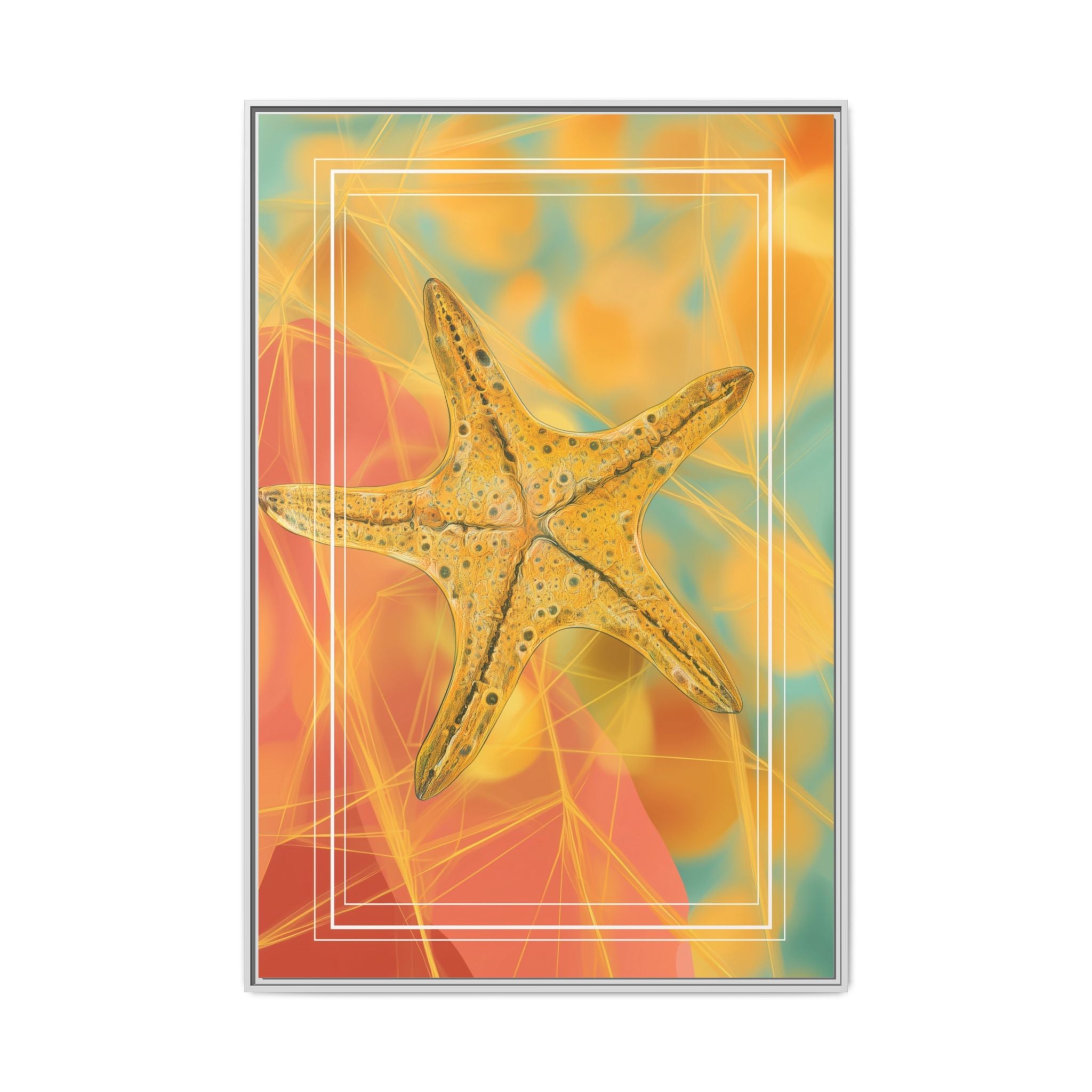 Celestial Starfish: Marine Geometry in Golden Hues, Tropical Oceanic Texture   |    Custom Orders Available