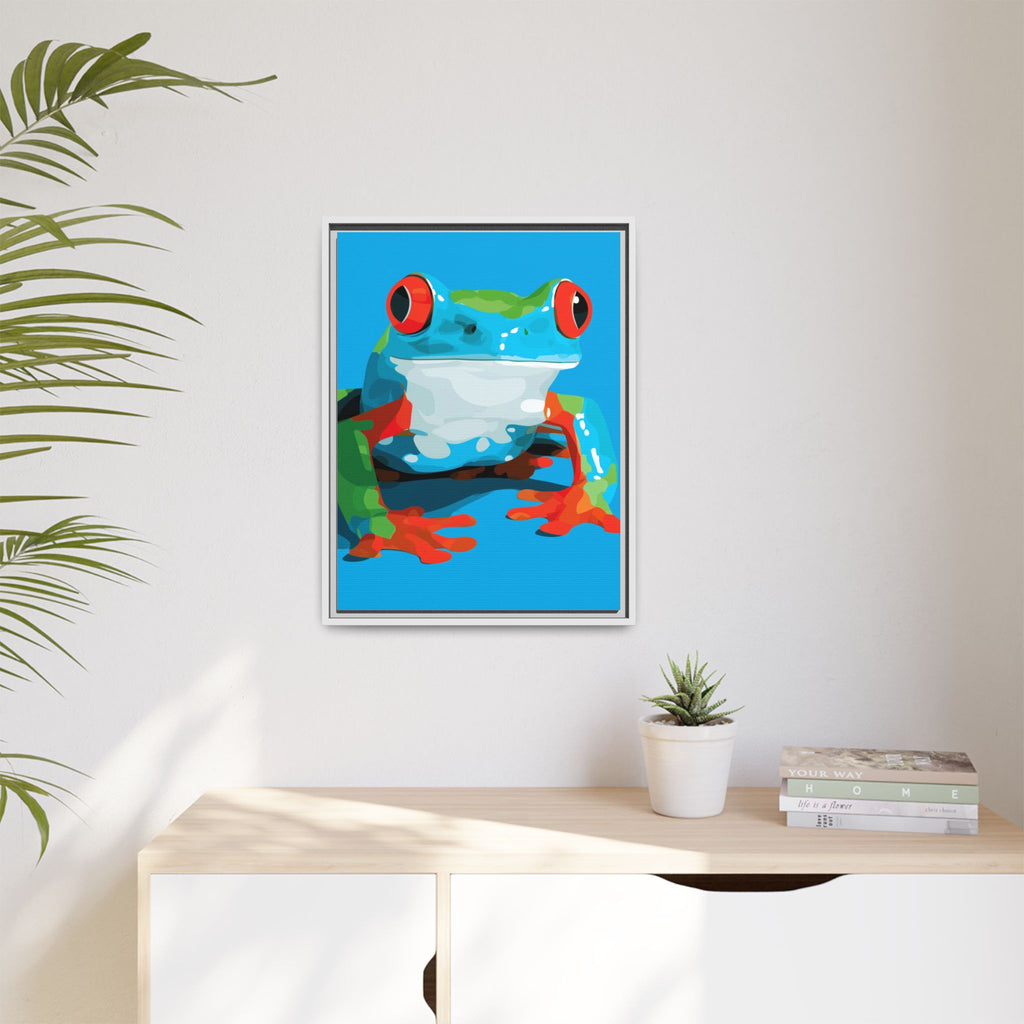 Red-Eyed Green Tree Frog Framed Print : Graphic Design, Pop Art Amphibian Portrait   |  Personalized & Custom Orders Available