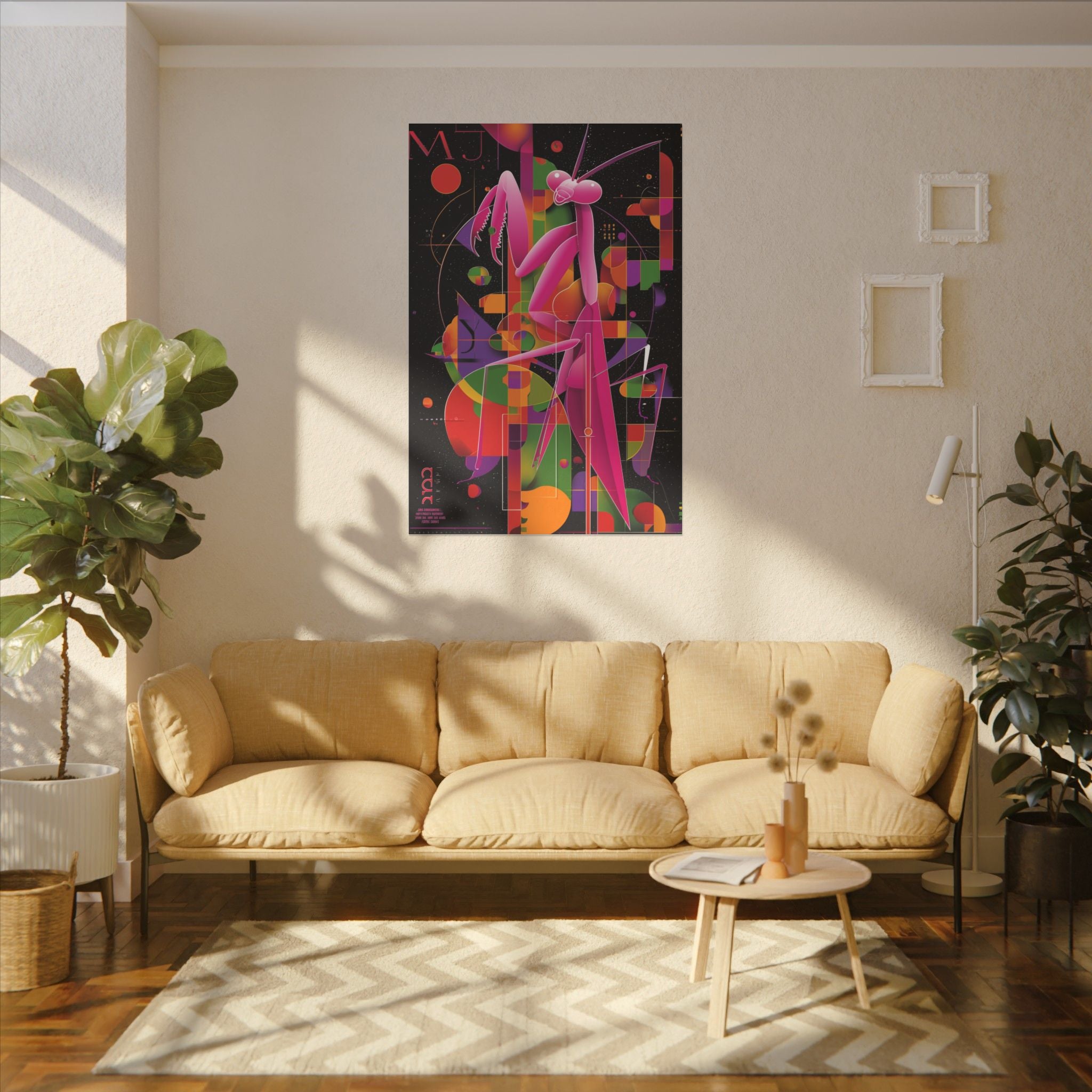 Cosmic Mantis: Geometric Abstraction, Retro-Futuristic Design   |    Custom Orders Available