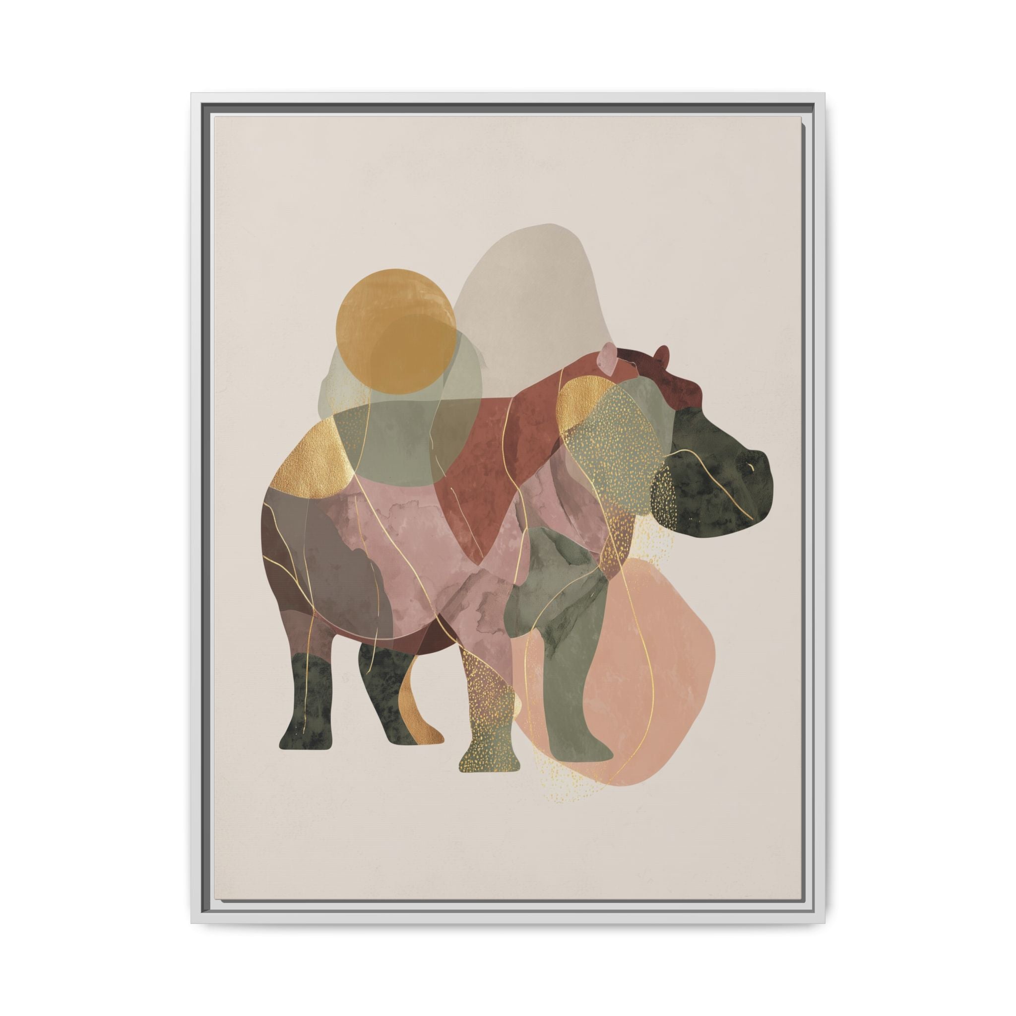 Geometric Hippo: Abstract Animal Art, Modern Watercolor Shapes   |  Personalized & Custom Orders Available