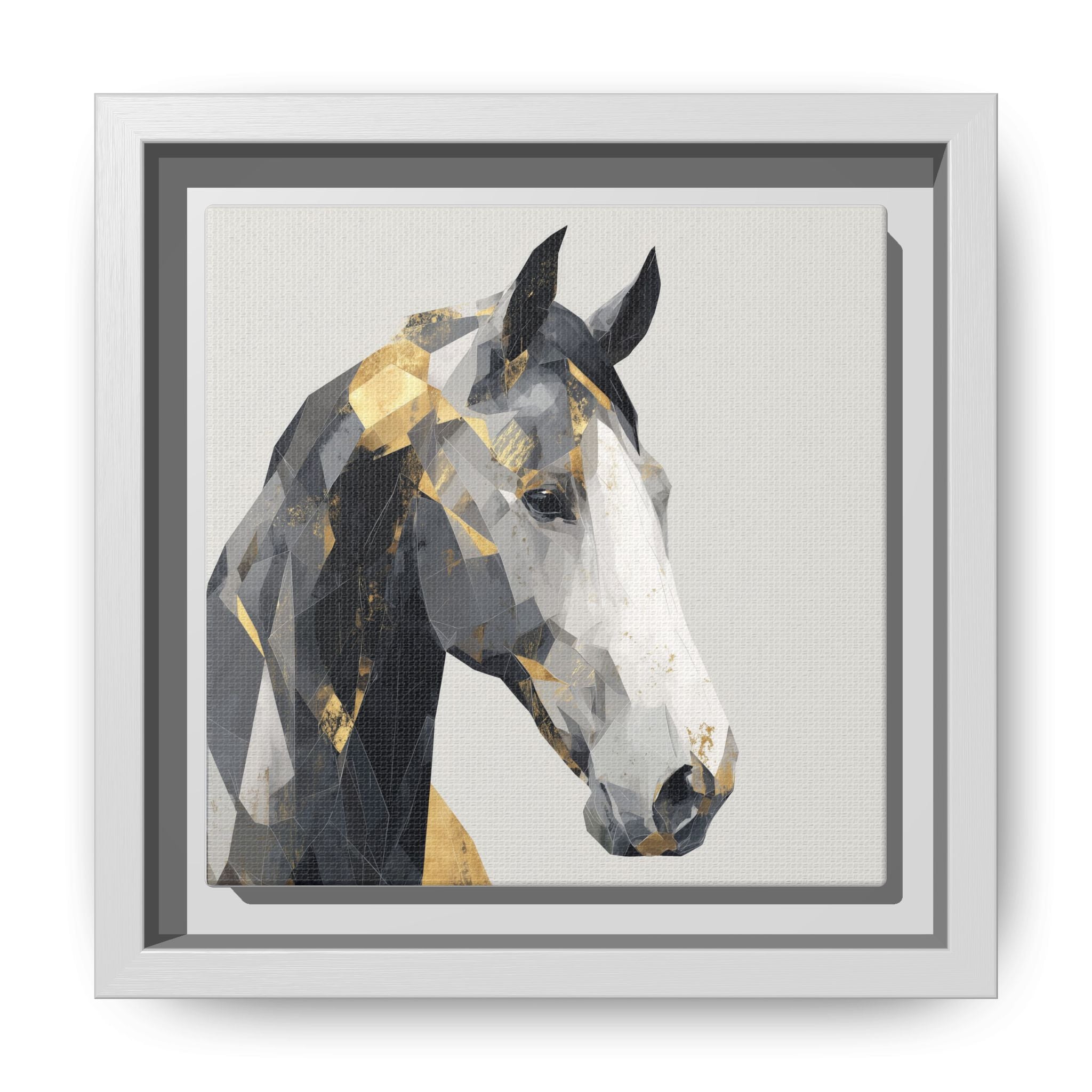Geometric Stallion: Cubist Equine Art, Modern Metallic Polygonal Design   |  Personalized & Custom Orders Available