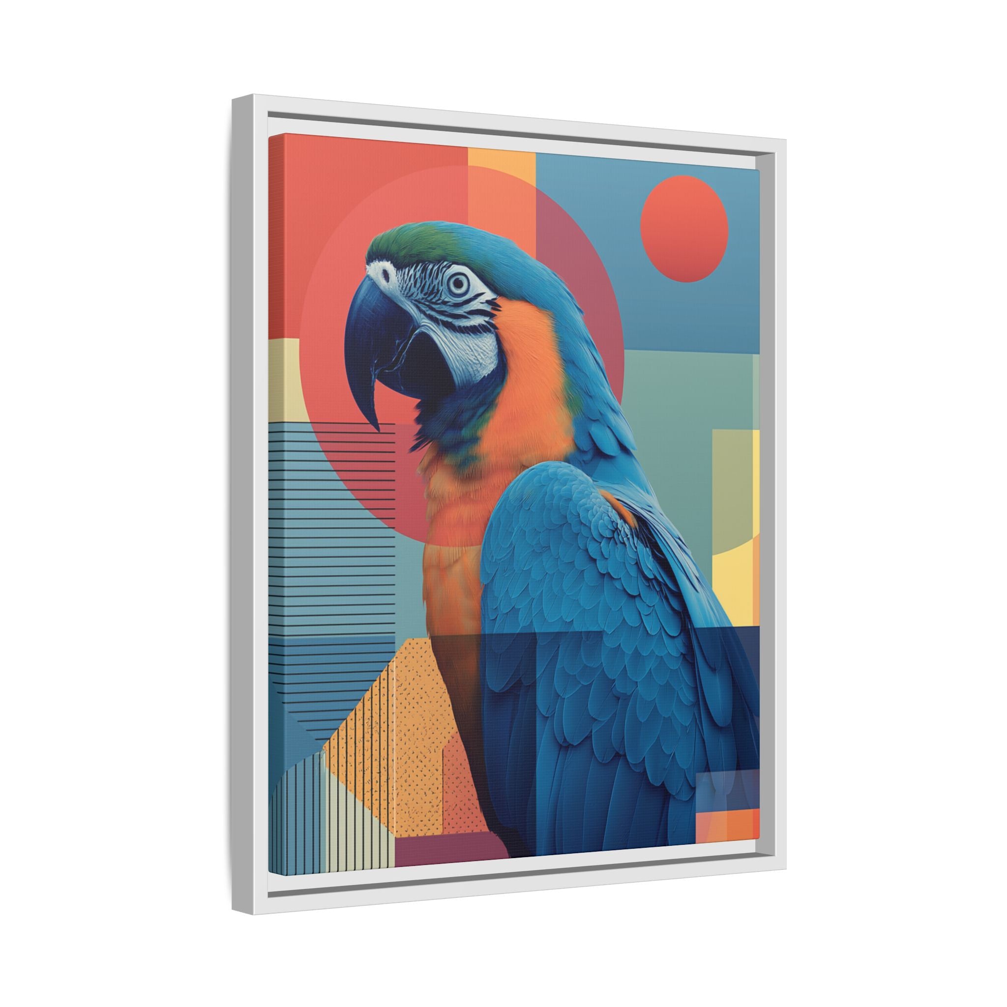 Macaw Geometric Framed Print : Mid-Century Modern Bird Art, Tropical Parrot Print   |  Personalized & Custom Orders Available