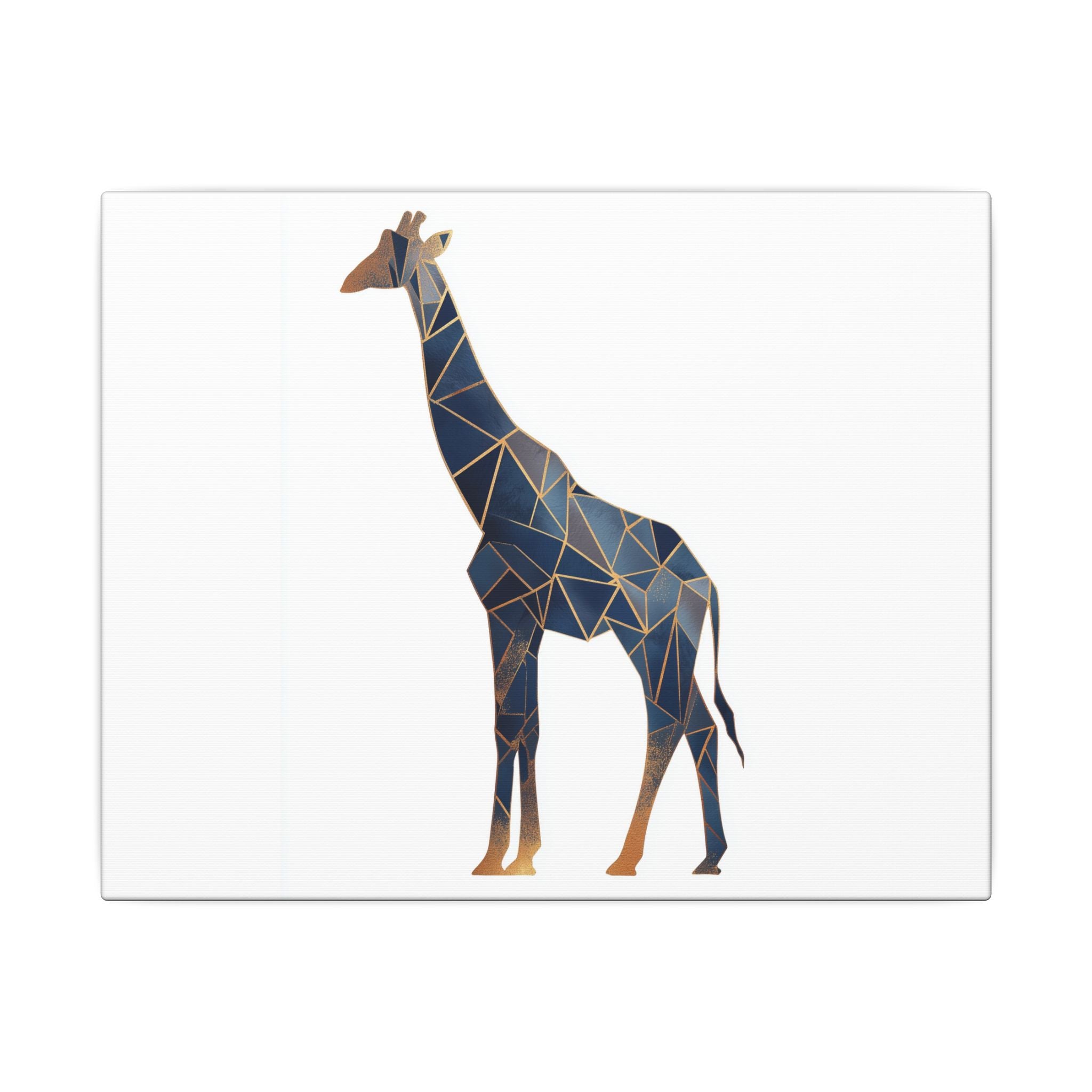 Prismatic Giraffe: Geometric Wildlife Art, Modern Mosaic Deconstruction, Angular Blue and Bronze Composition   |  Personalized & Custom