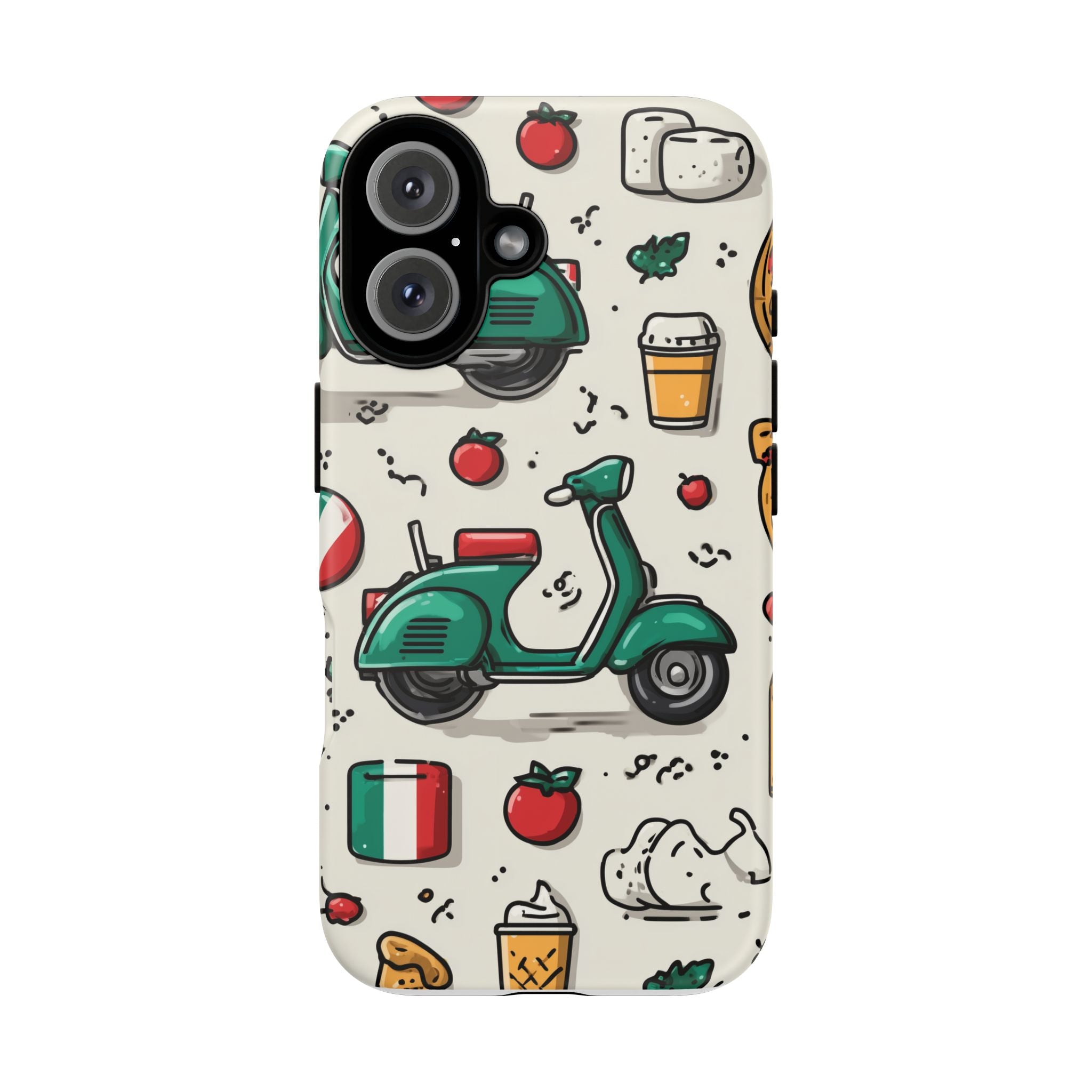 Italy Italian Vespa Colorful iPhone Case, Funky Phone Cover, Unique Cell Phone Accessory, Fun Design for Kids and Teens, Gift for Holidays
