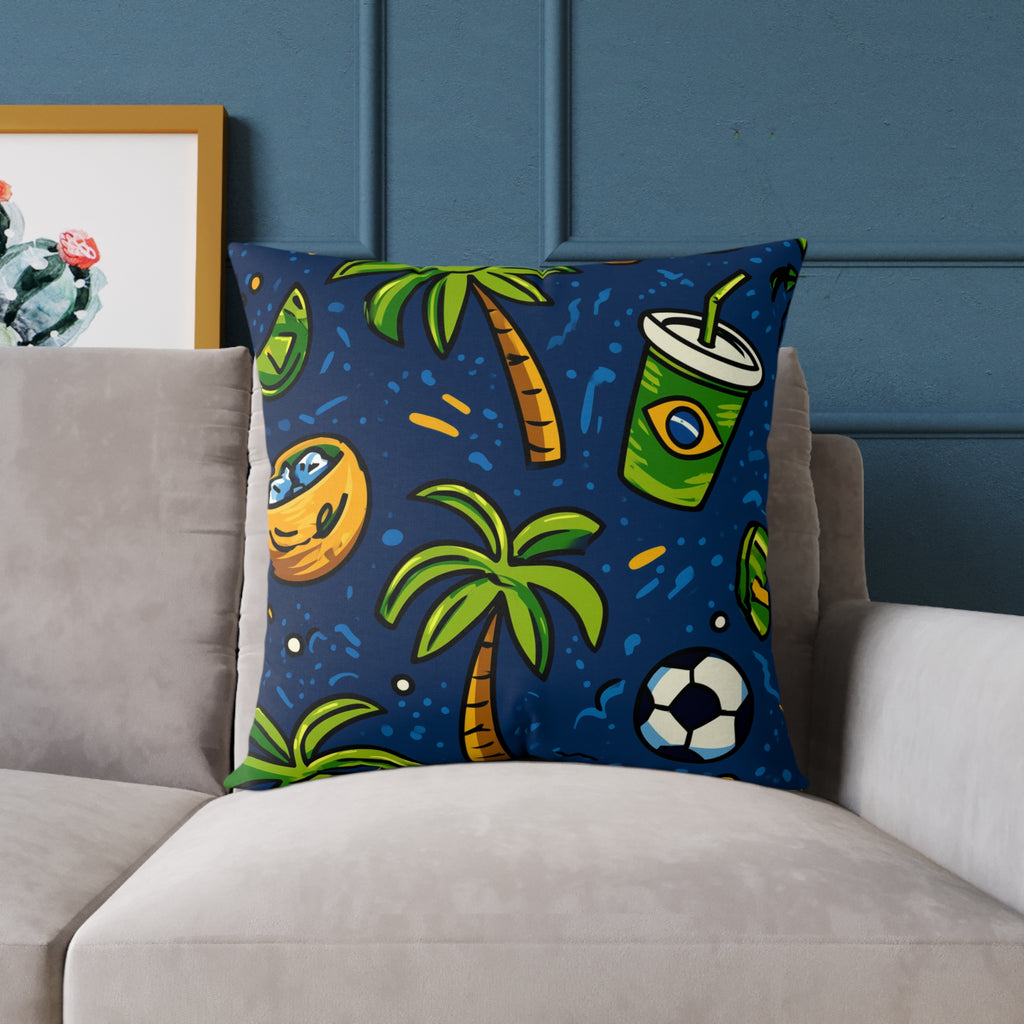 Brazil-Themed Square Poly Canvas Pillow, Boho Decorative Cushion, Living Room Accent, Gift for Nature Lovers, Eco-Friendly [...]