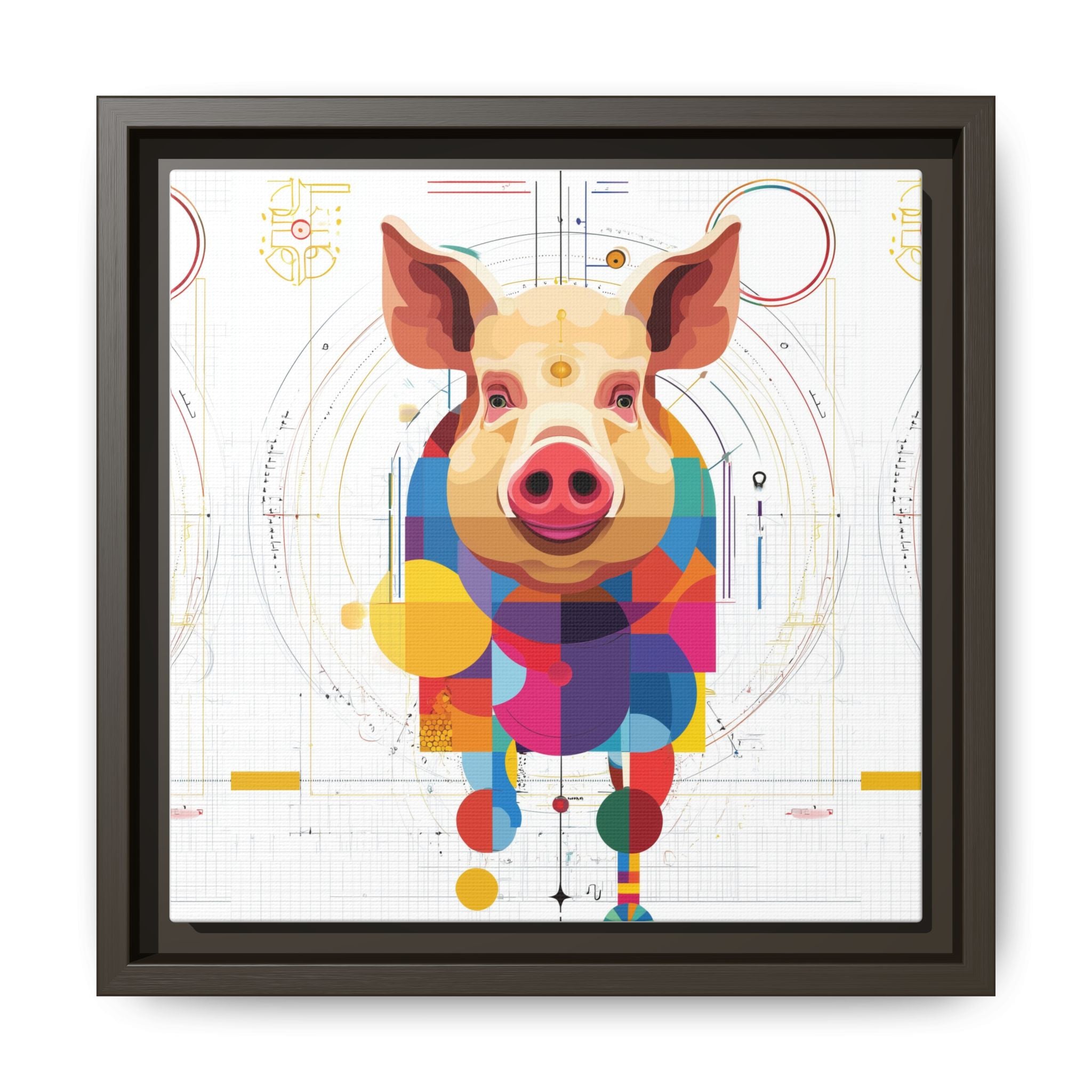 Geometric Pig: Digital Cubist Portrait, Mathematical Animal Abstraction   |    Custom Orders Available