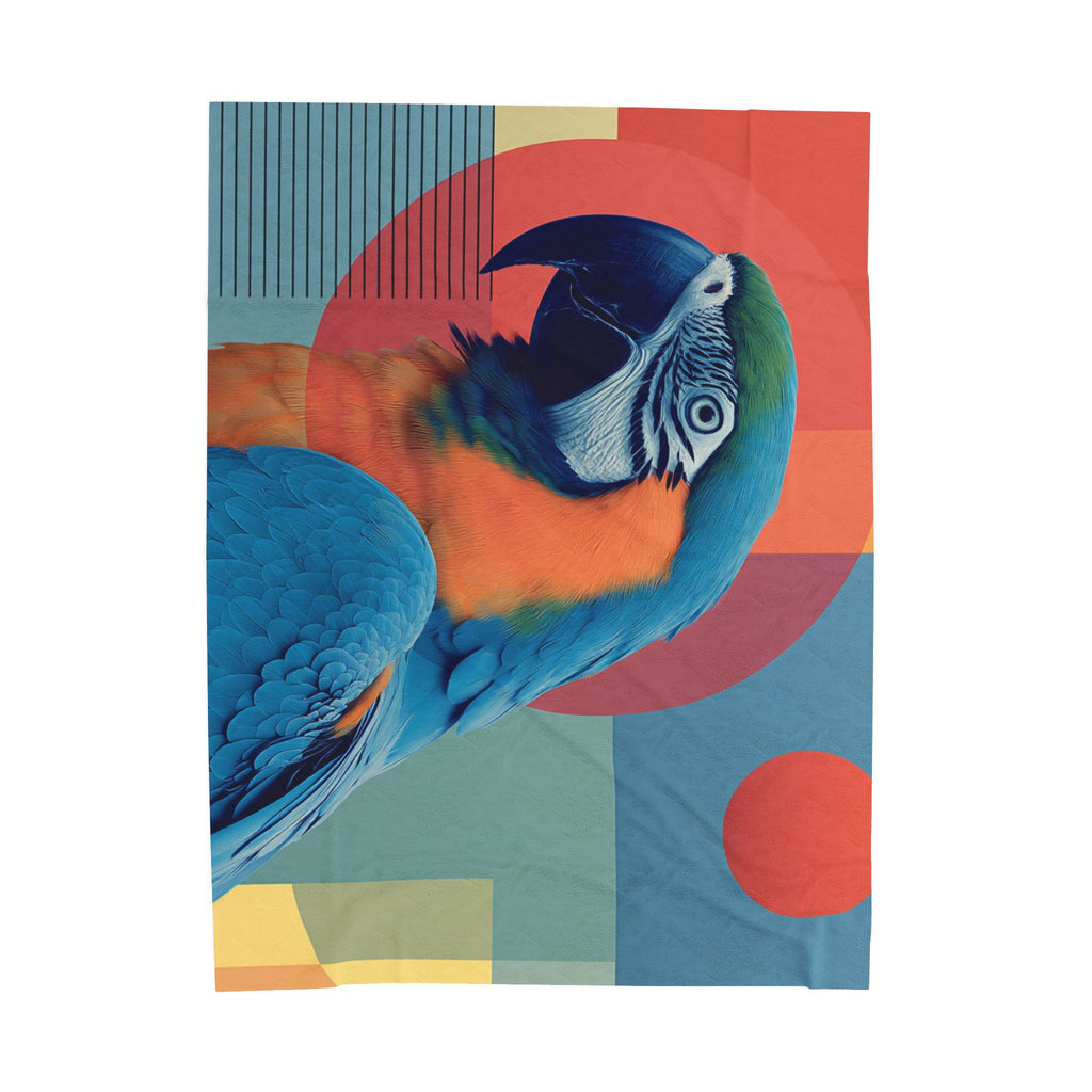 Geometric Macaw Quilt Cover, Doona Cover, Duvet : Abstract Avian Symphony, Contemporary Art Print   |    Custom Orders Available