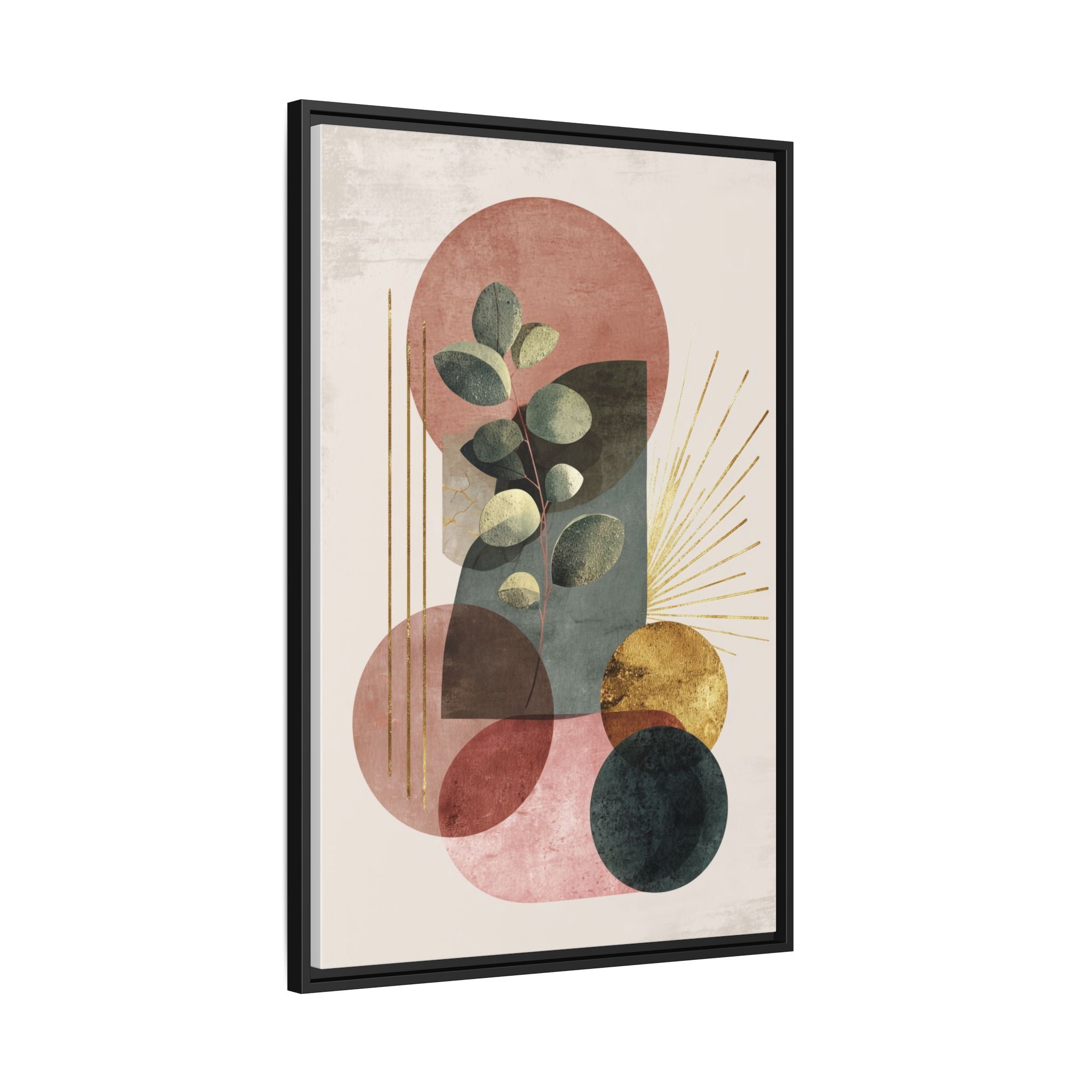 Botanical Geometric Symphony: Eucalyptus Harmony, Metallic Intersections, Modern Earth Tones   |   Custom Orders Accepted