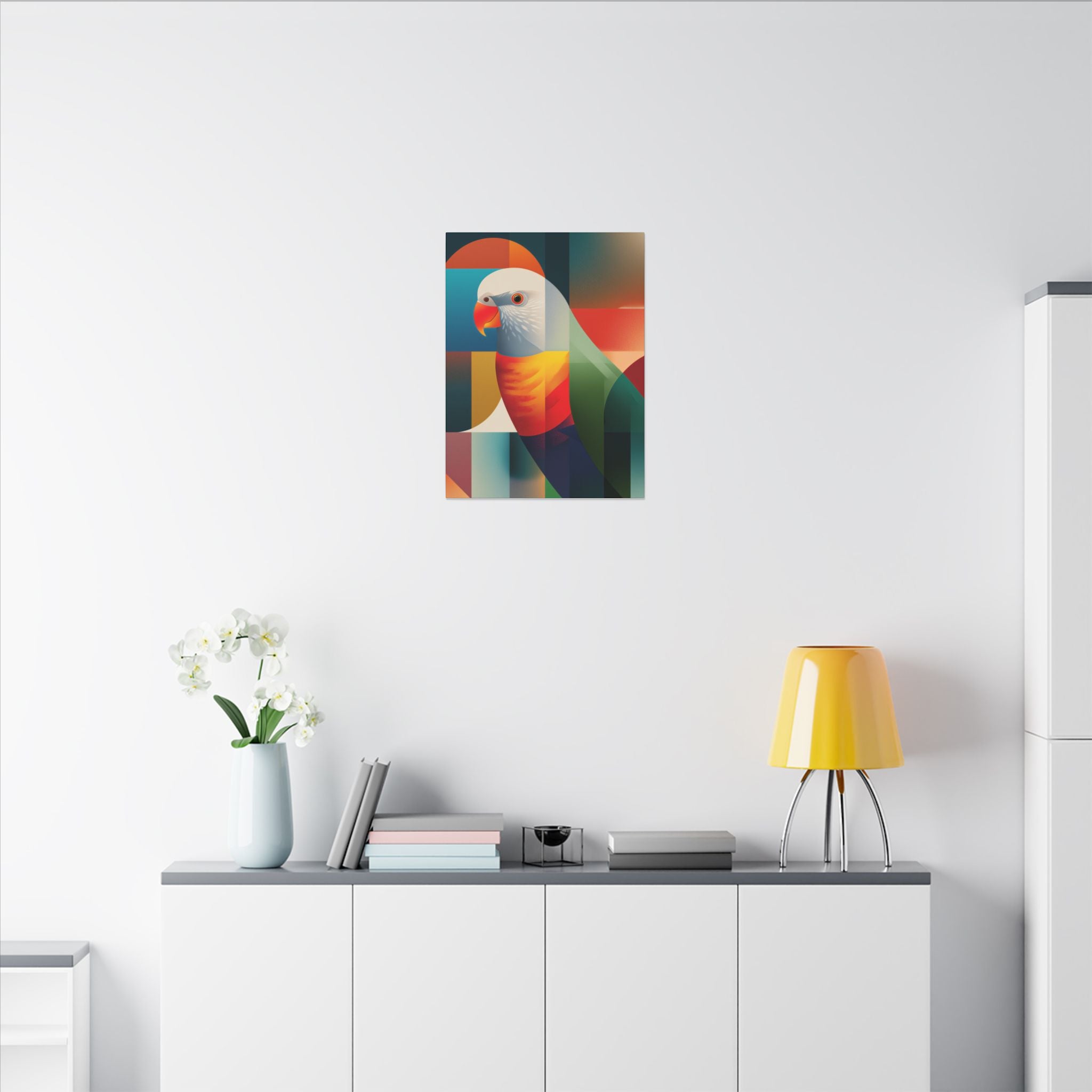 Prismatic Parrot: Cubist Geometry, Fragmented Nature   |    Custom Orders Available
