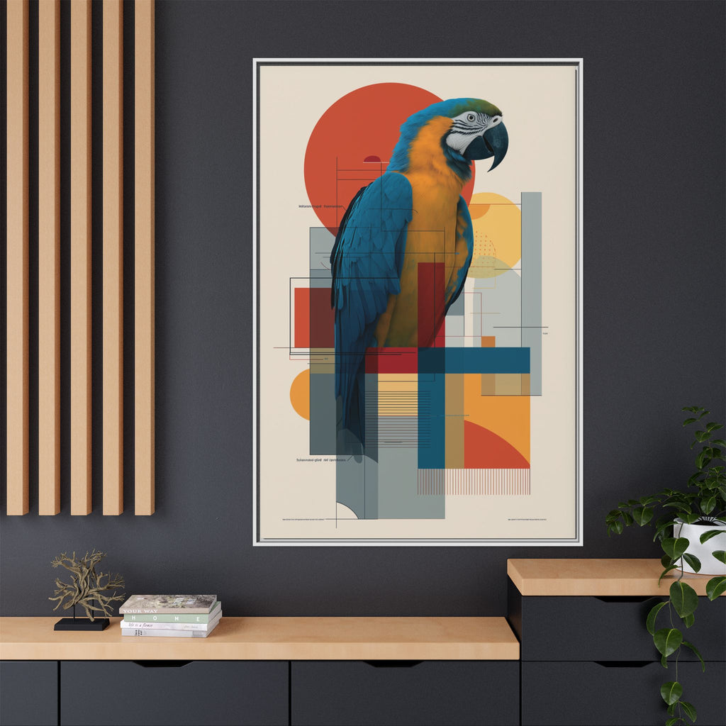 Macaw in Geometric Harmony: Modern Avian Portrait, Architectural Abstract Composition   |    Custom Orders Available
