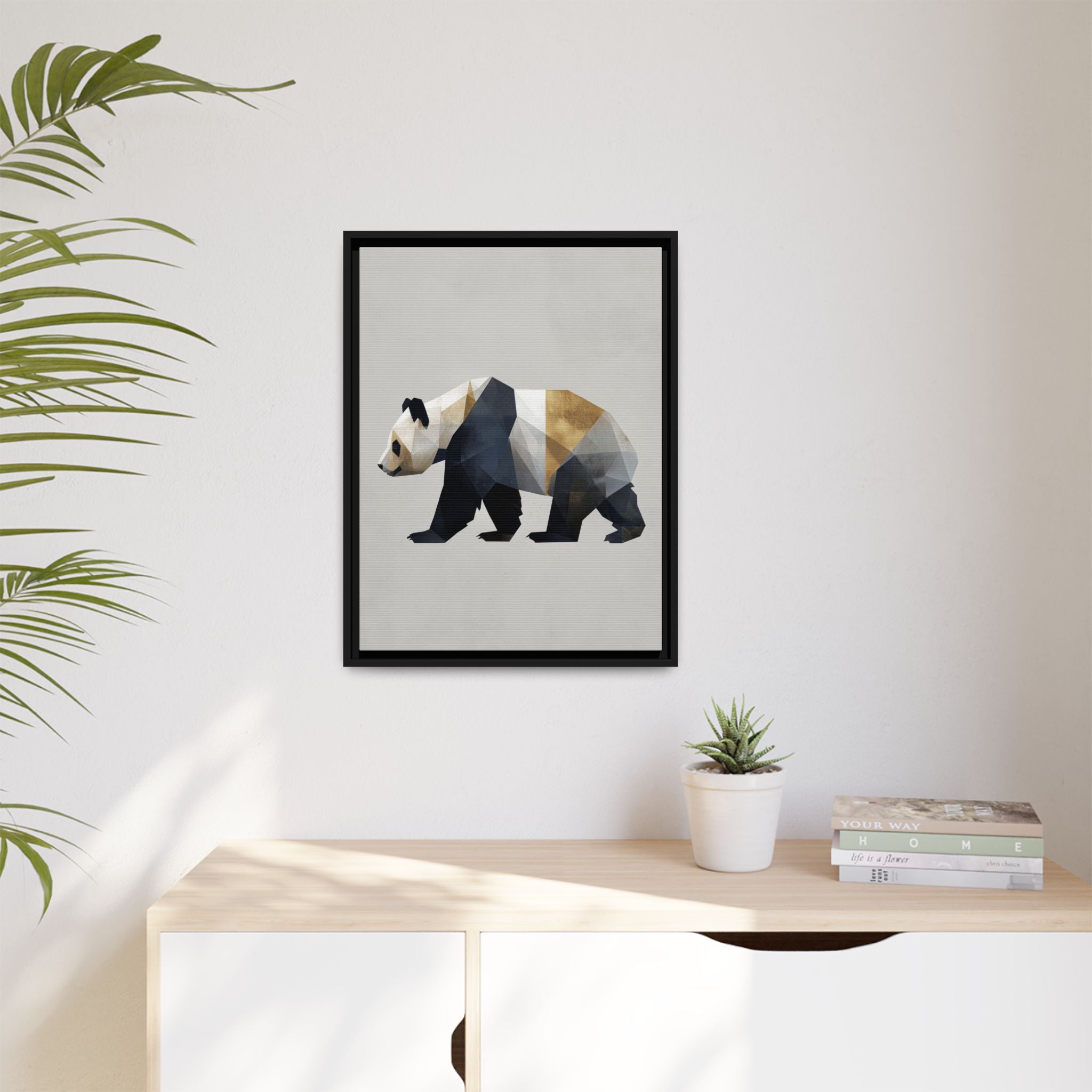 Geometric Panda: Low-Poly Digital Art, Metallic Contemporary Design   |  Personalized & Custom Orders Available