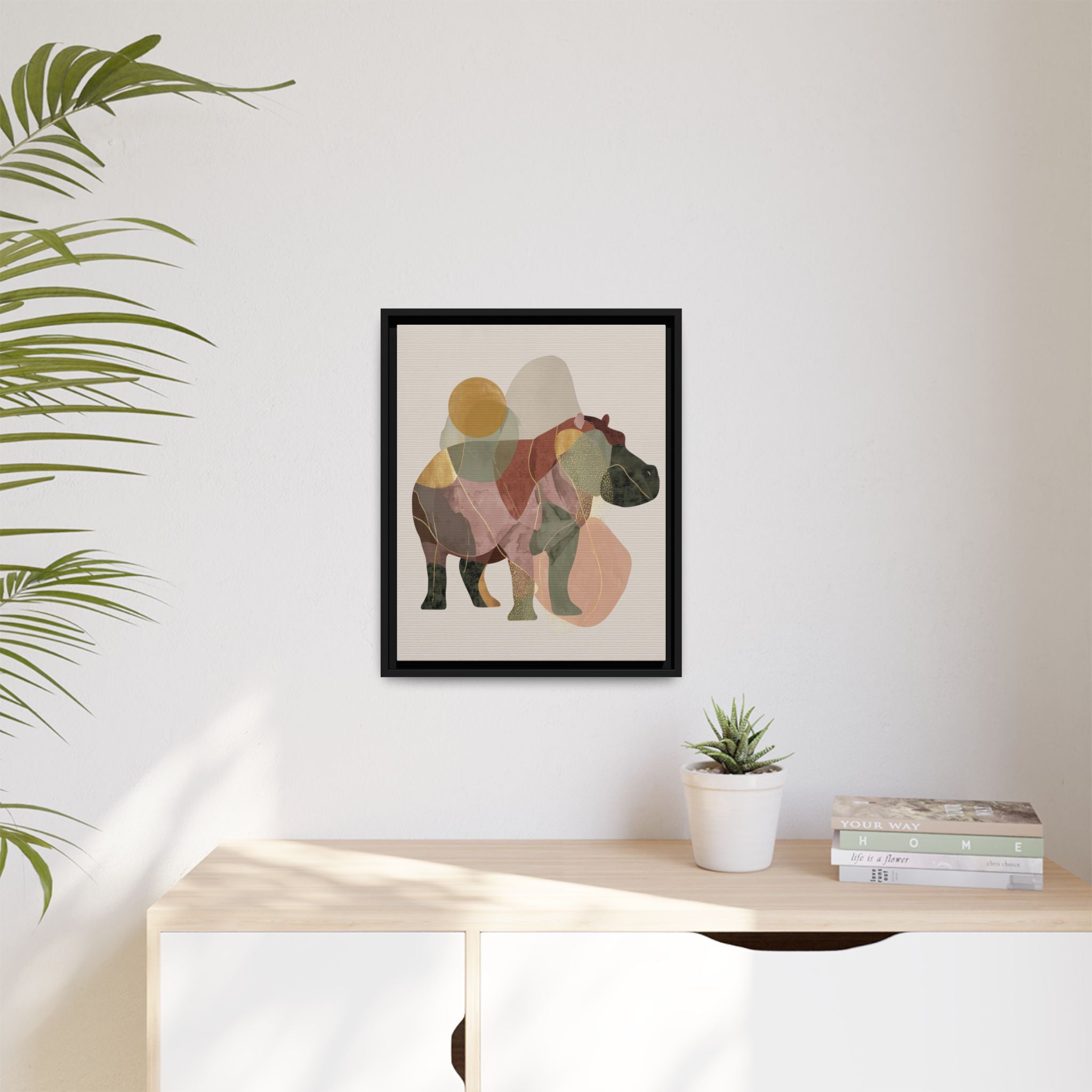 Geometric Harmony: Abstract Hippo Silhouette, Modern Minimalist Animal Art   |    Custom Orders Available