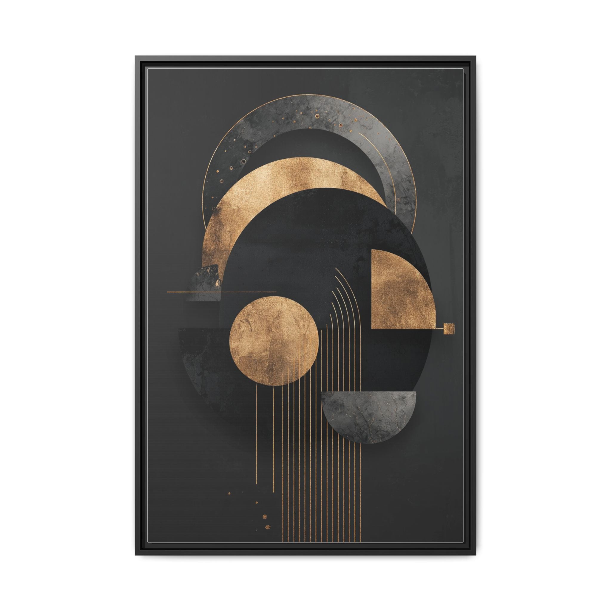 Geometric Resonance: Abstract Gold and Black Design, Minimalist Architectural Art, Modern Metallic Composition   |   Custom Orders Accepted