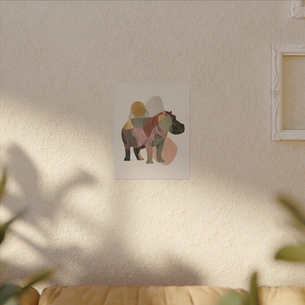 Geometric Hippo: Abstract Animal Art, Minimalist Pastel Composition   |    Custom Orders Available