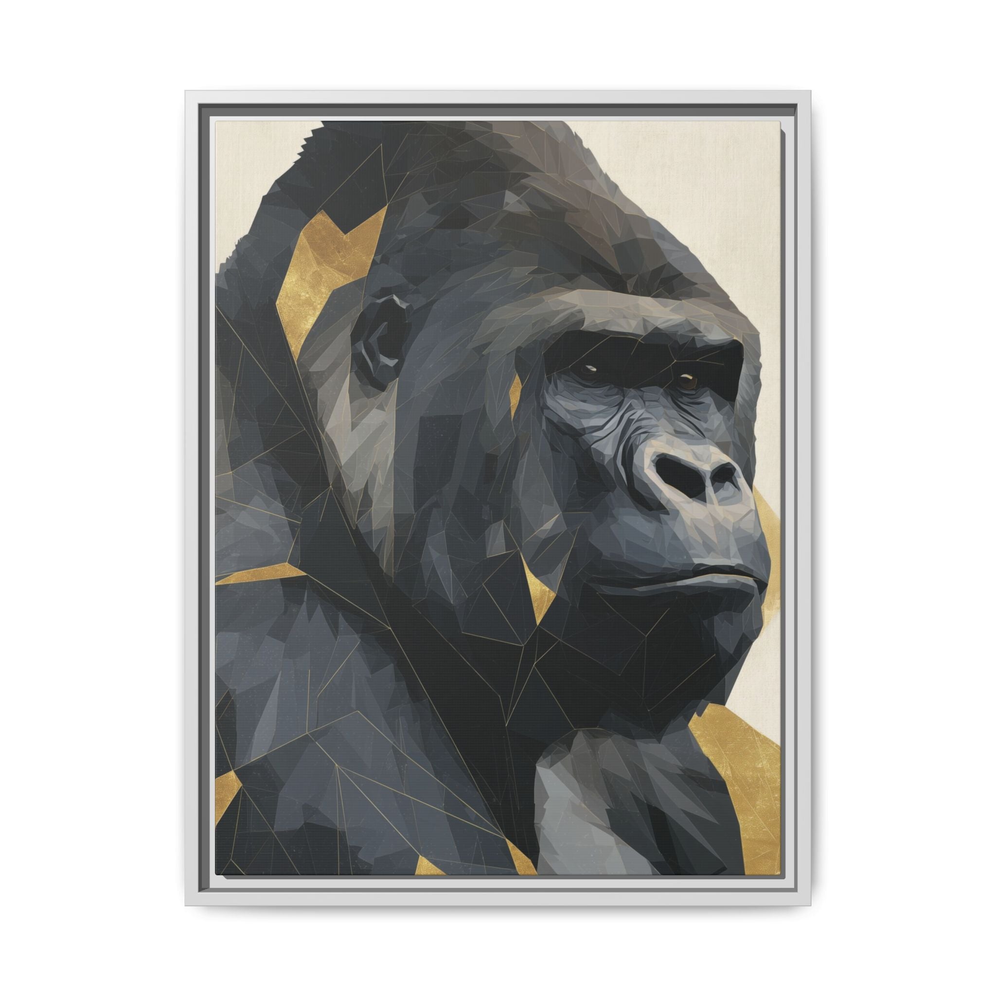 Primal Geometry: Polygonal Gorilla Portrait, Modern Metallic Wildlife Art   |  Personalized & Custom Orders Available