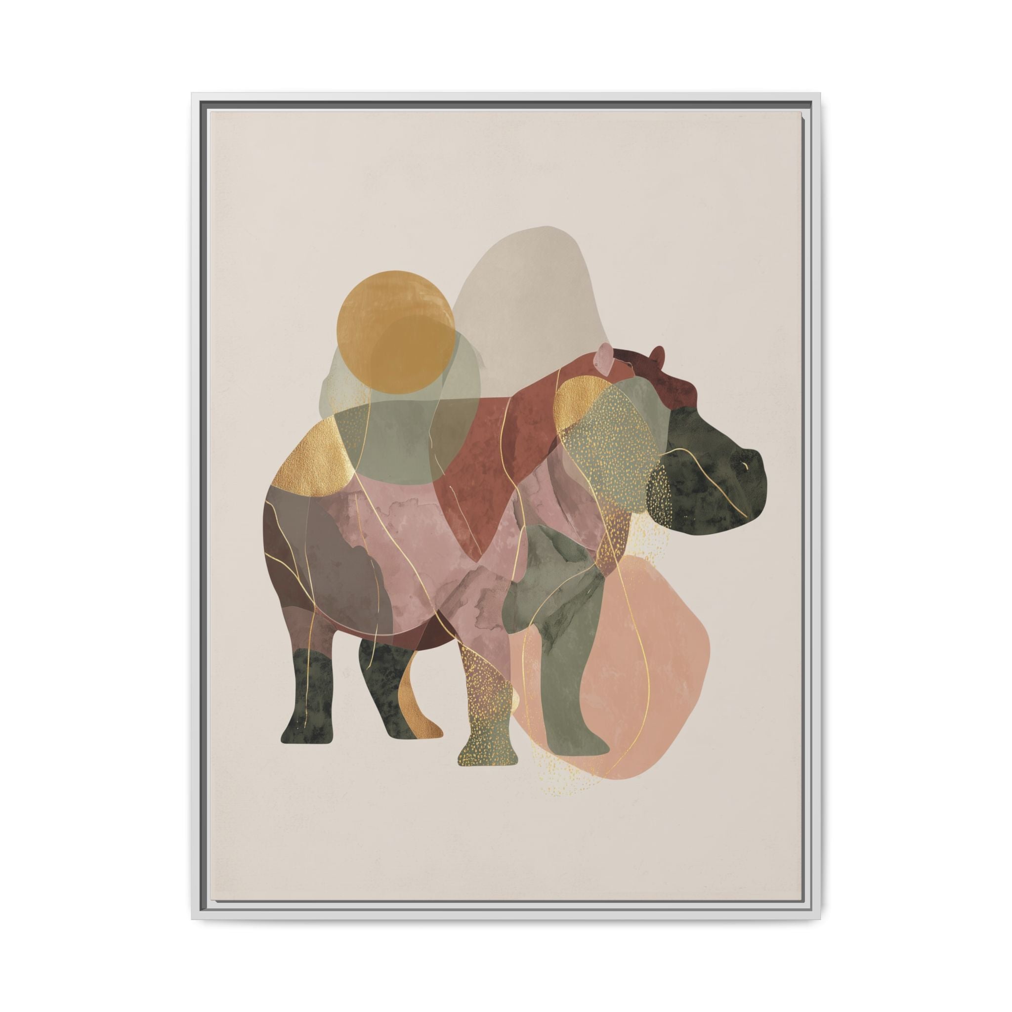 Geometric Hippo: Abstract Animal Art, Modern Watercolor Shapes   |  Personalized & Custom Orders Available