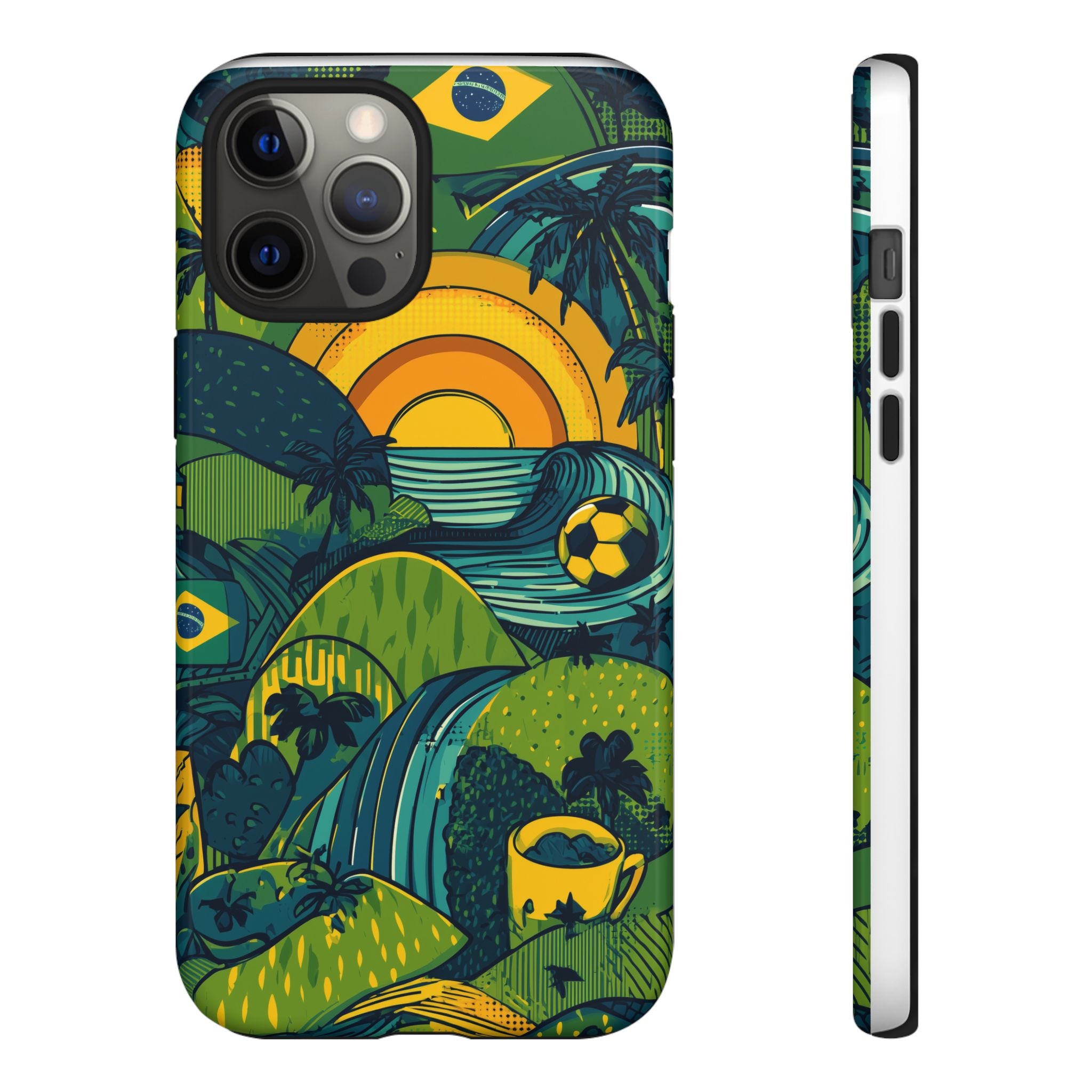 Brazil Tough Cases: Sporty Tropical Phone Case, Fun Beach Vibe Phone Accessory, Summer Travel Gift, Colorful Phone Cover, Casual Style Tech
