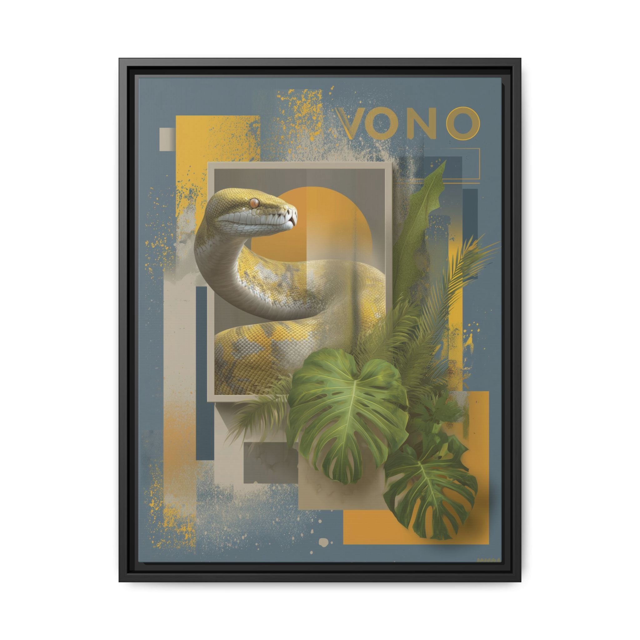 Serpent of Geometric Dimensions: Tropical Vono Design, Abstract Wildlife Art   |  Personalized & Custom Orders Available