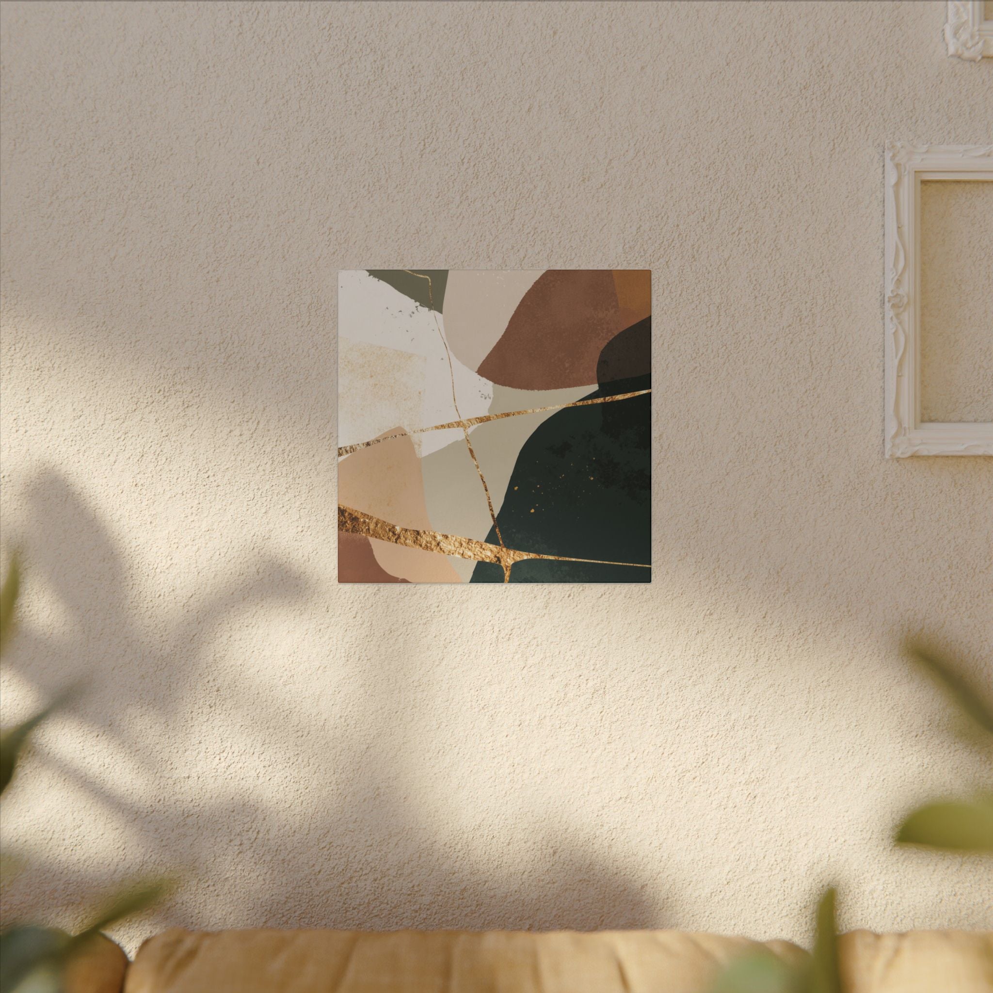 Canvas Print, Abstract Earthy Gold Wall Art, Modern Designer Home Decor, Stretched Matte Canvas; Thick, Multi-Size, Office Decor