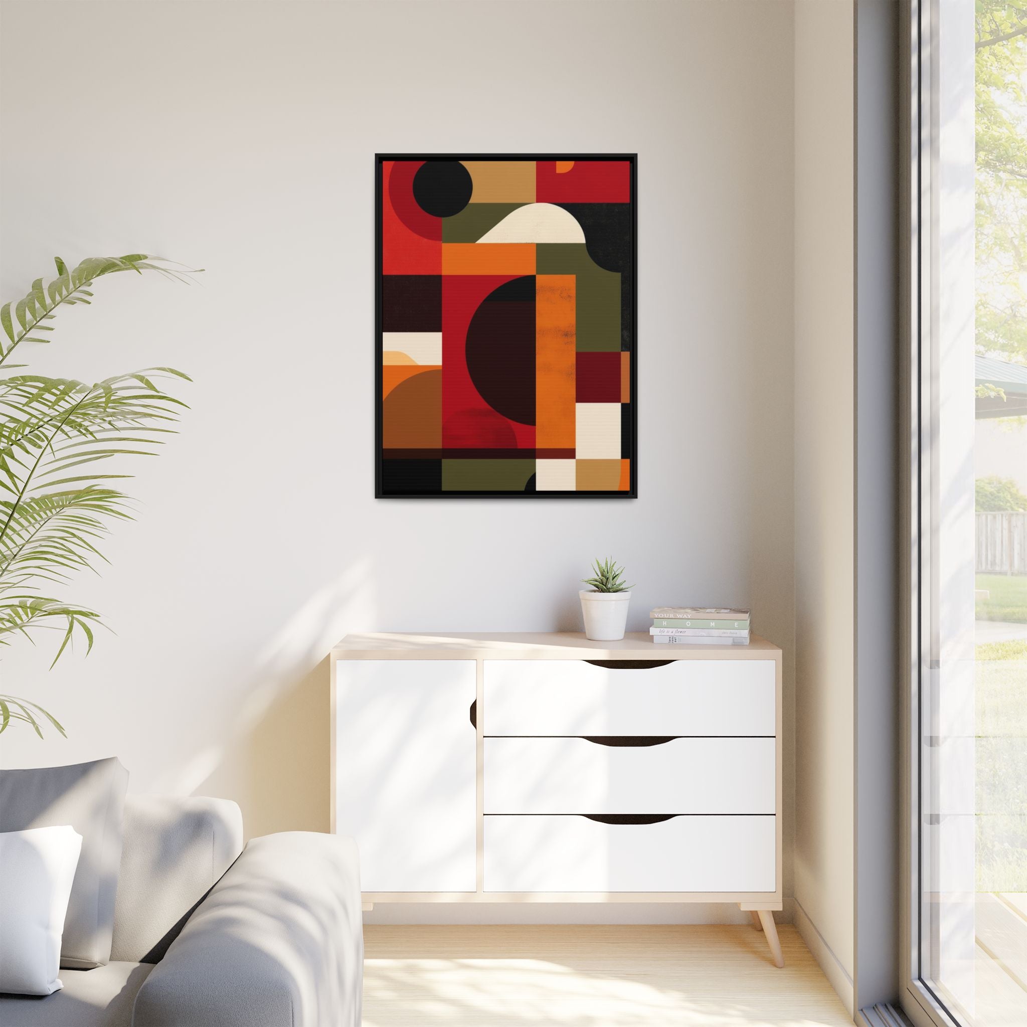 Geometric Convergence: Abstract Bauhaus Design, Constructivist Color Blocks, Architectural Art Composition   |   Custom Orders Accepted